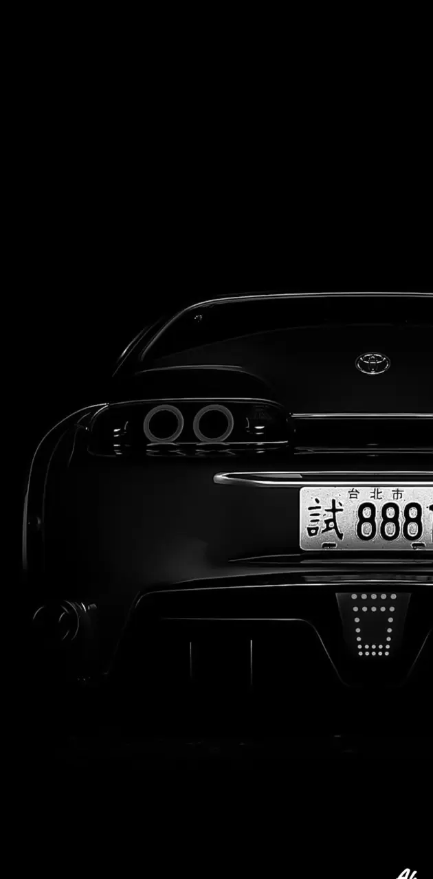 Toyota Supra MK4, Schwarz, Dunkler Hintergrund, Low Key, Heckansicht, Sperrbildschirm fürs iPhone