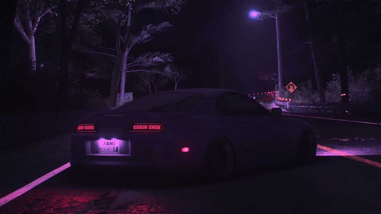 Toyota Supra MK4, Nacht, Lila, Straßenlaterne, HD, Hintergrundbild für den PC