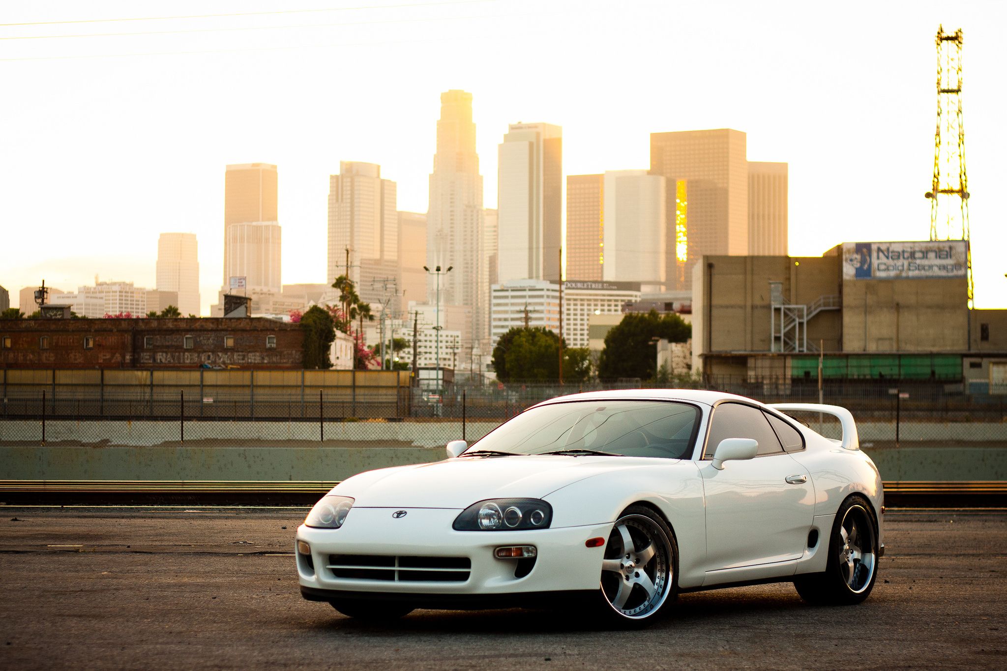 Toyota Supra MK4, Weiß, Los Angeles, Skyline, Sportwagen, Full HD, Laptop-Hintergrundbild