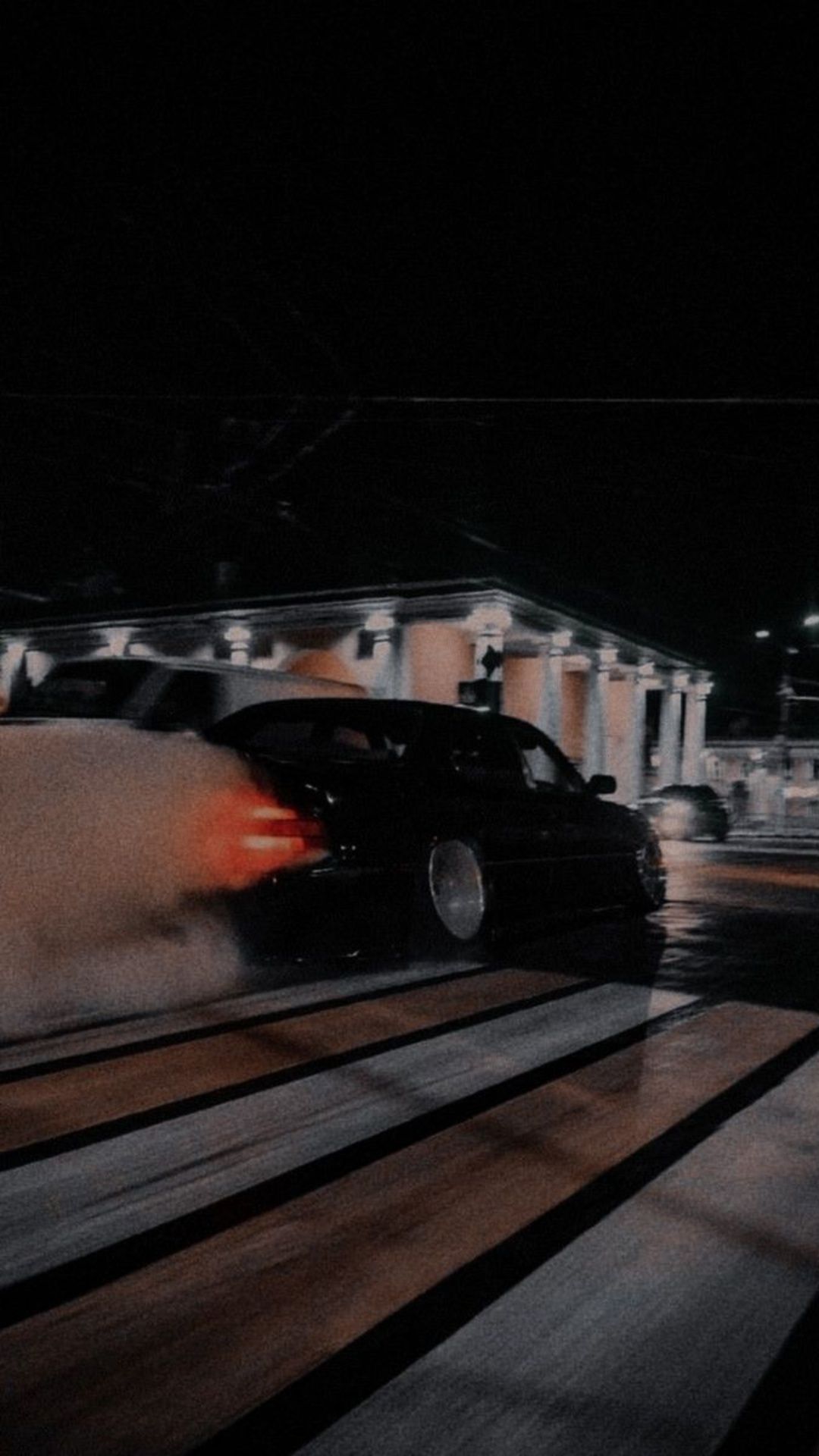 Drift, Rauch, Nacht, Dunkel, Straße, Full HD, Handy-Hintergrund im Hochformat