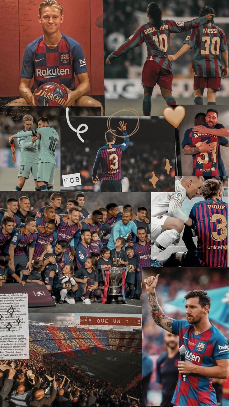 FC Barcelona, Barça, Collage, Fußballspieler, Fanliebe, HD, Handy-Hintergrund im Hochformat