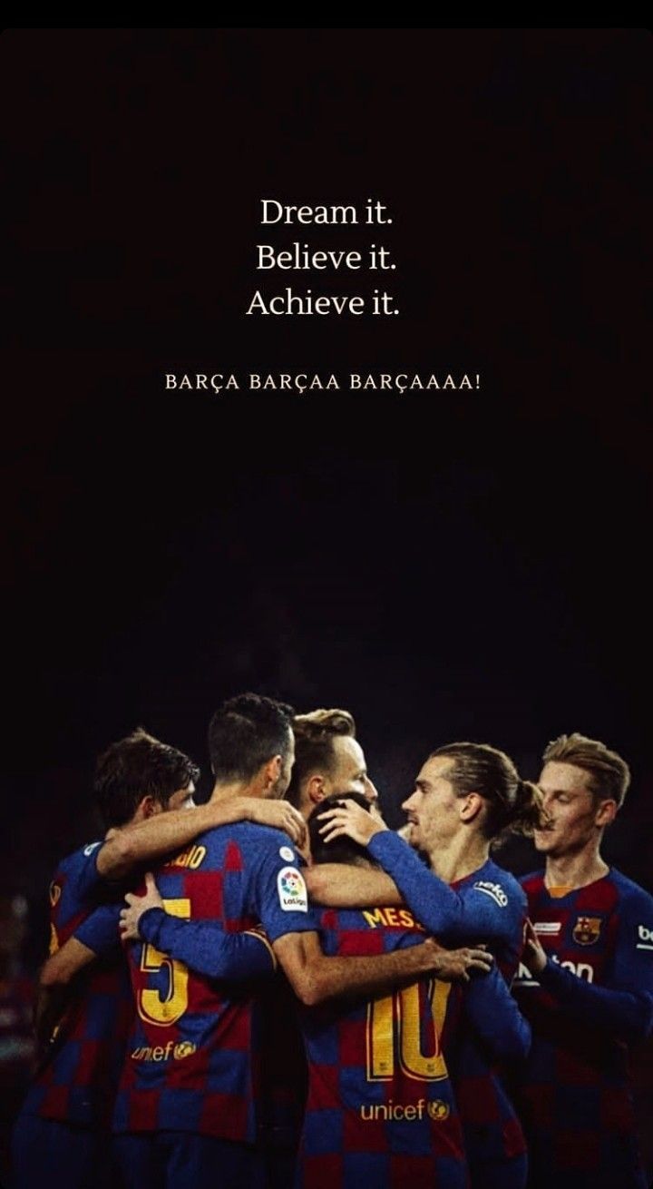 FC Barcelona, Spieler-Umarmung, Torjubel, Motivationsspruch, Schwarzer Hintergrund, Sperrbildschirm