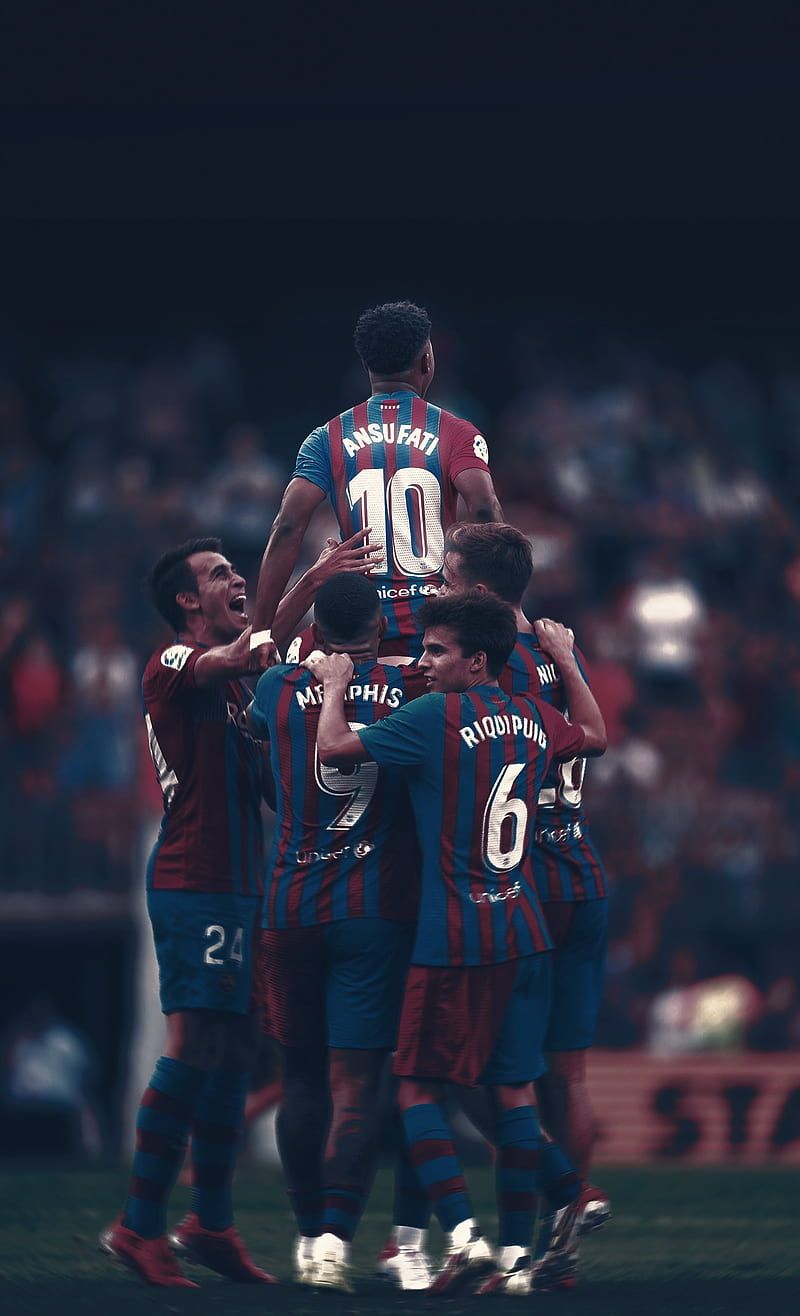 FC Barcelona, Spieler, Rückennummer 10, Jubel, Dunkler Hintergrund, Sperrbildschirm fürs iPhone