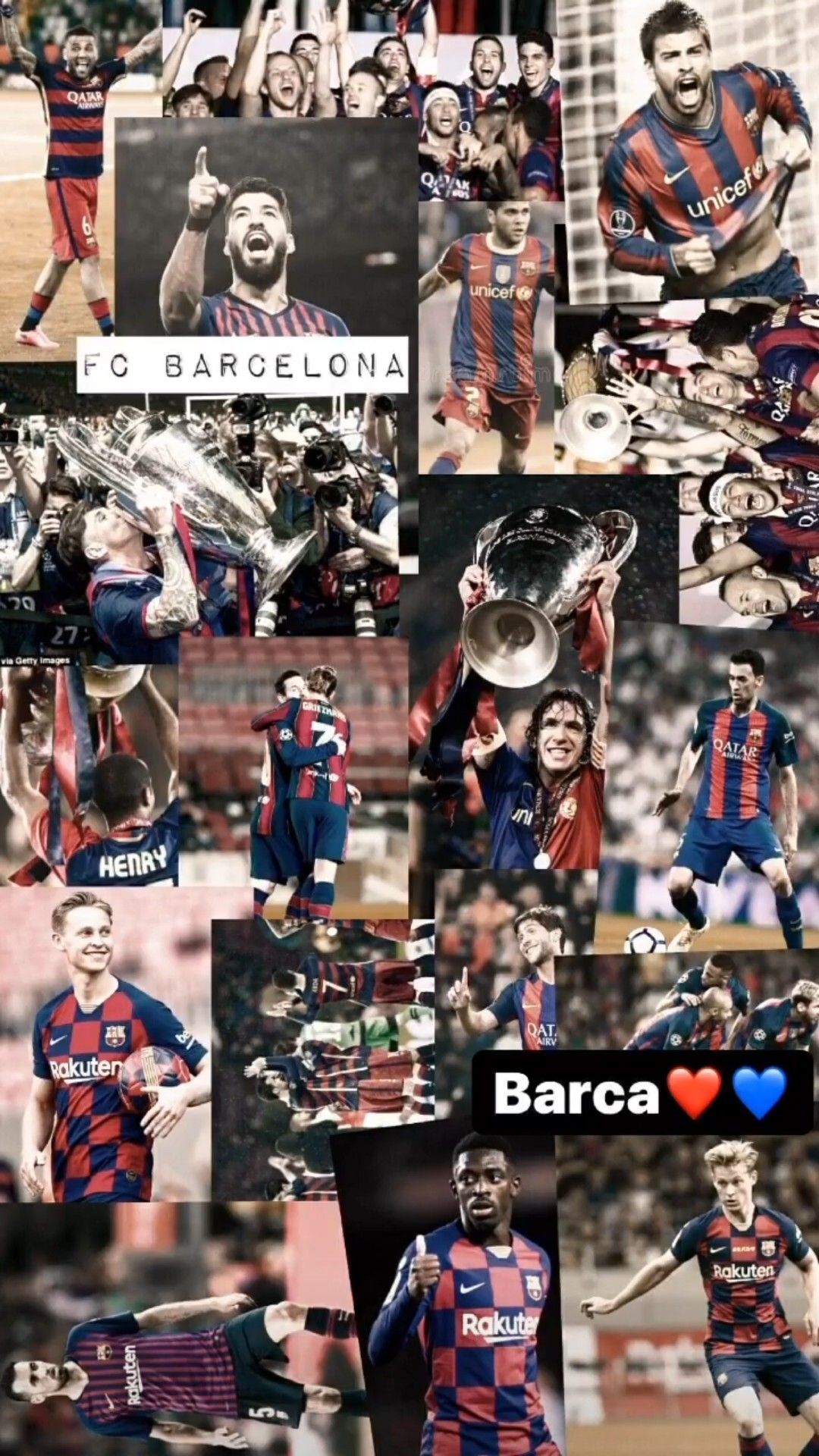 FC Barcelona, Collage, Fußballspieler, Fans, Erinnerungen, Full HD, iPhone-Hintergrundbild