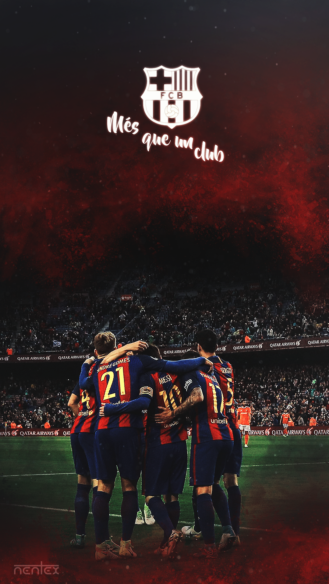 FC Barcelona, Més que un club, Mannschaft, Vereinswappen, Rot-dunkel, Full HD, Handy-Hintergrundbild