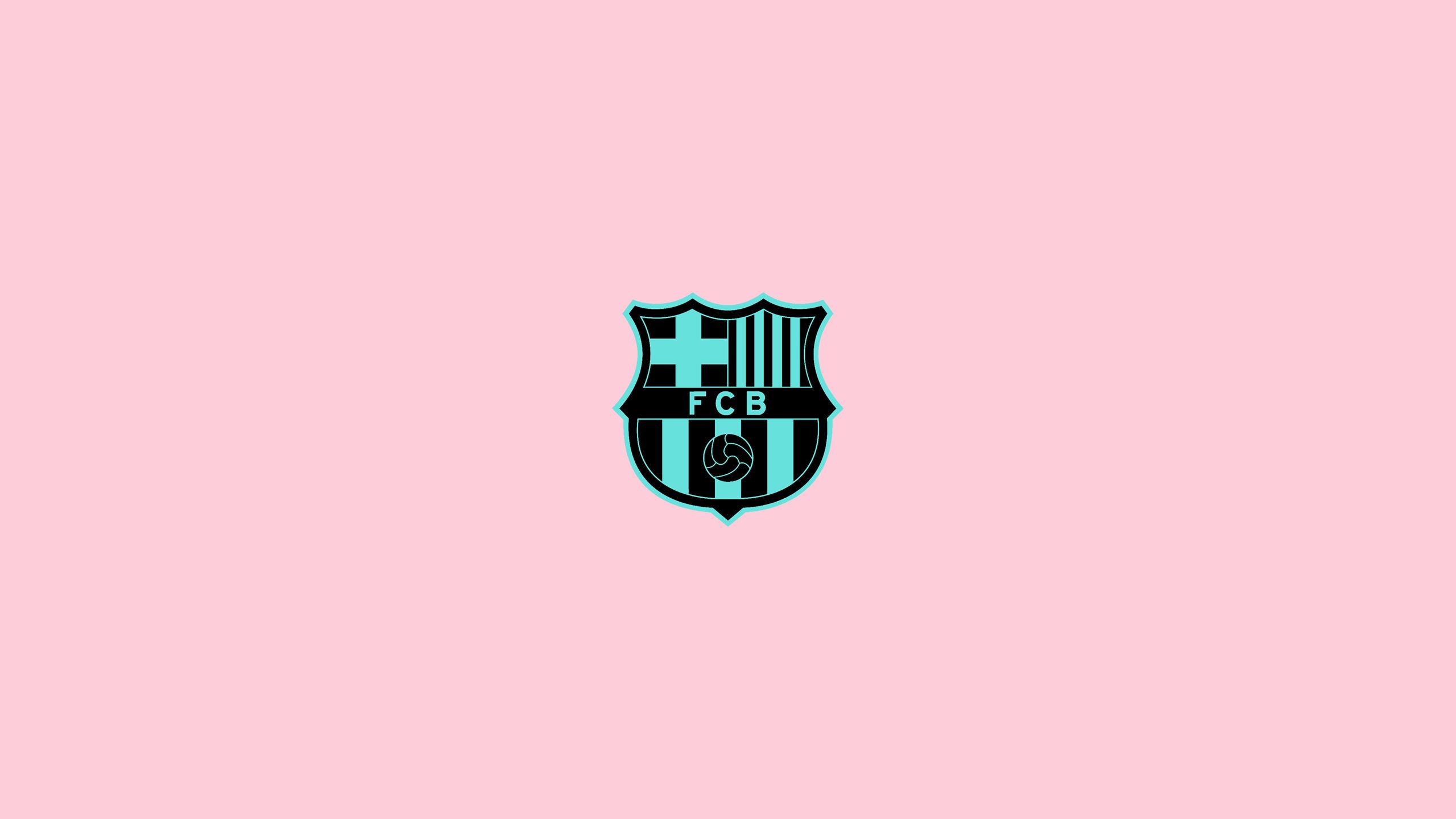 FC Barcelona, Vereinswappen, Minimalismus, Rosa Hintergrund, Türkis, 2K Wallpaper