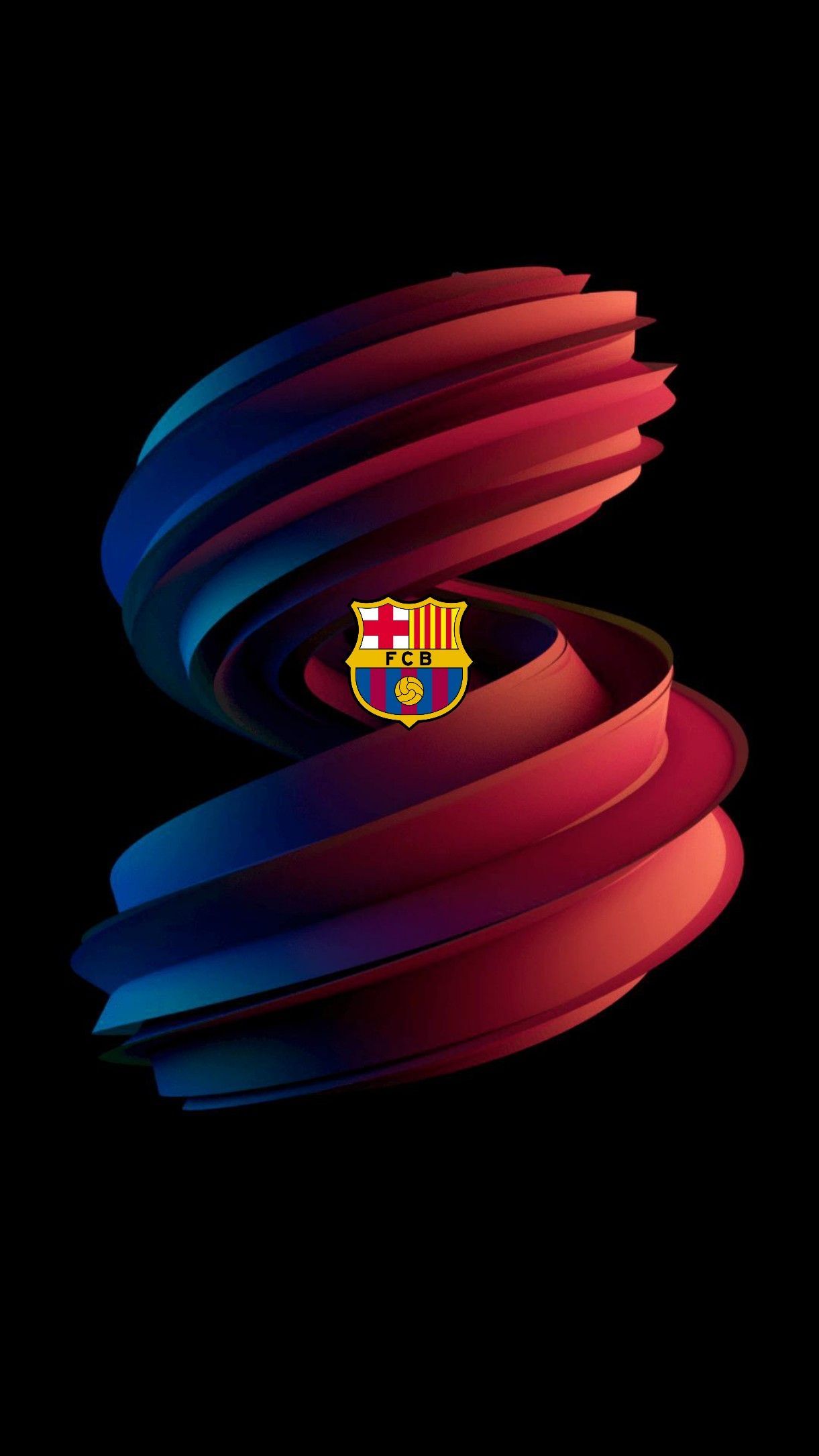 FC Barcelona, Vereinswappen, Abstrakte Welle, Blau-Rot, Schwarzer Hintergrund, Sperrbildschirm