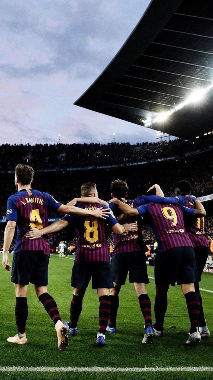 FC Barcelona, Mannschaft, Torjubel, Stadion, Spieler, Hintergrundbild für iPhone und Android