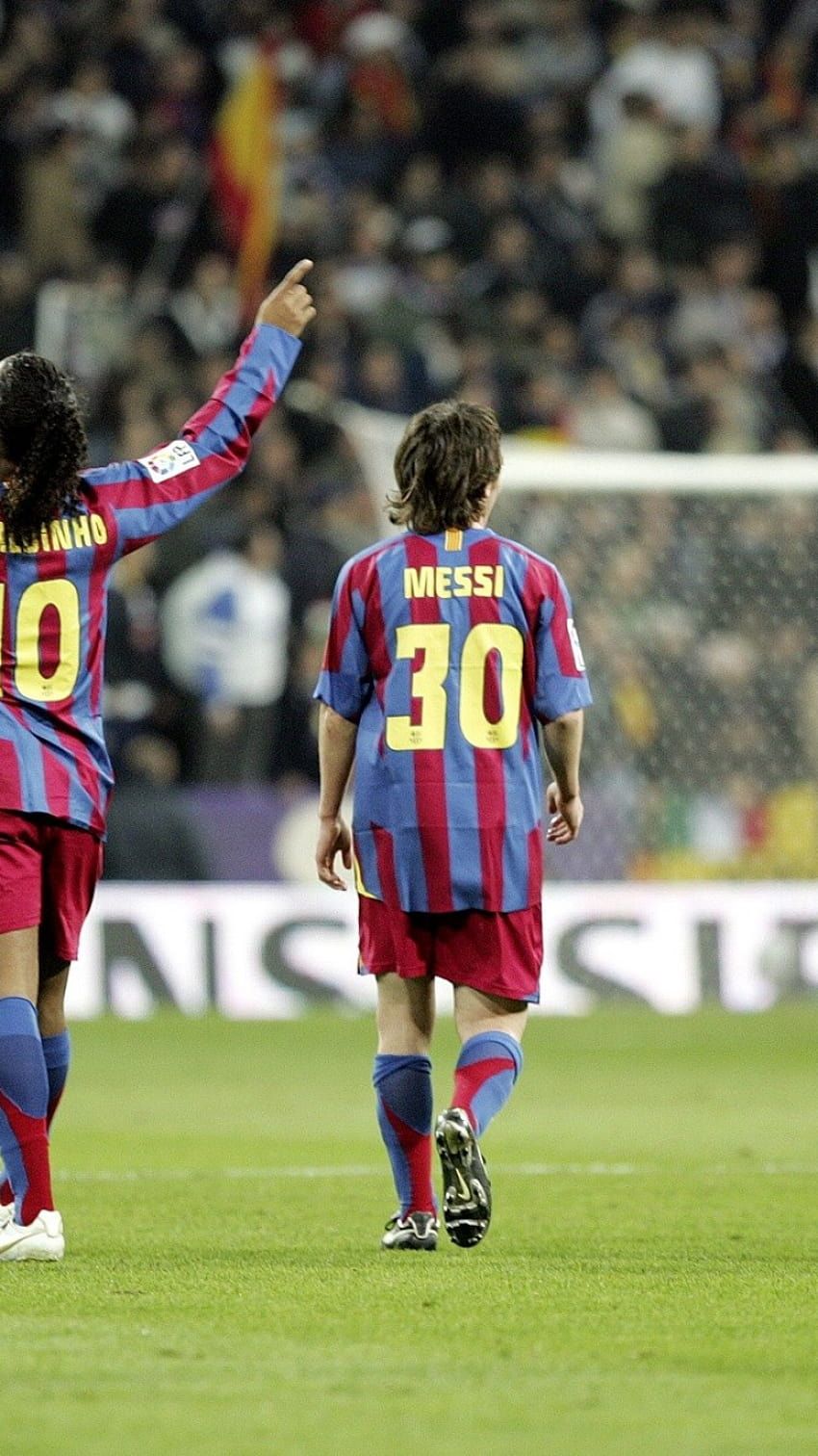 Lionel Messi, Ronaldinho, FC Barcelona, Rückennummer 30, Rasen, HD, Handy-Hintergrund
