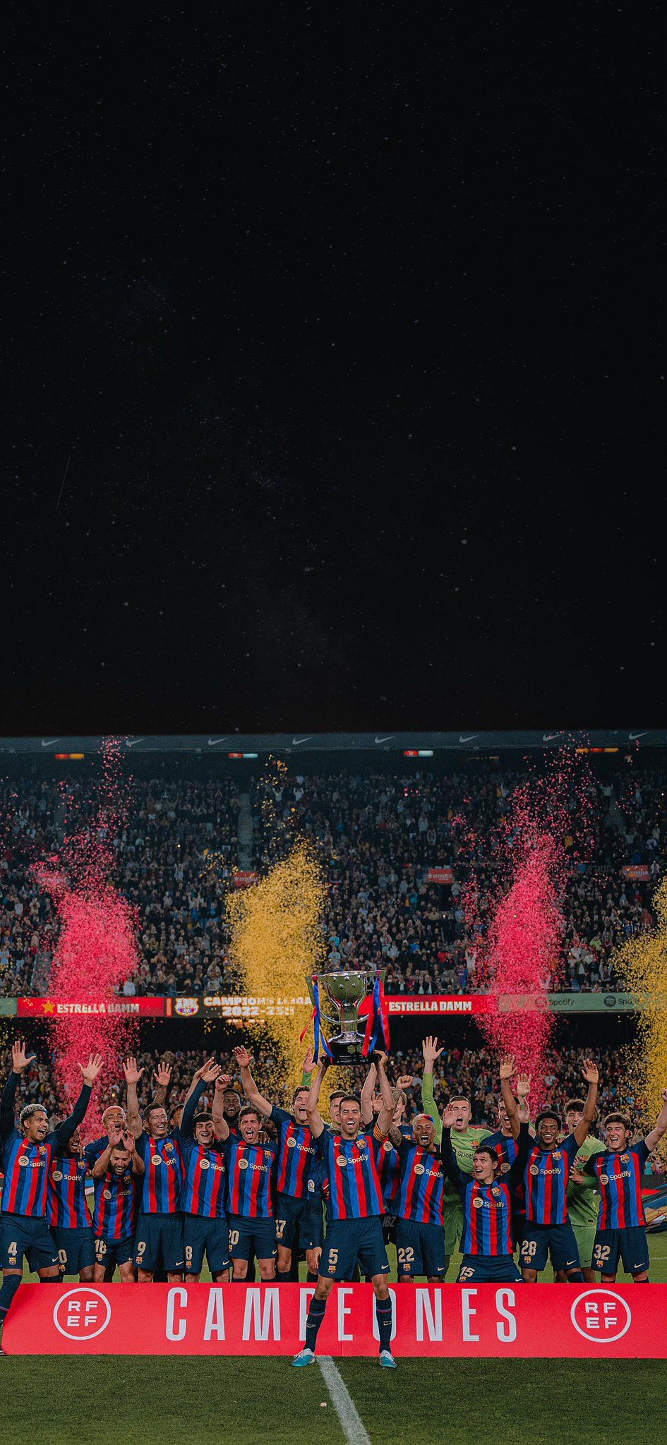FC Barcelona, Campeones, Meisterfeier, Mannschaft, Feuerwerk, Android-Hintergrundbild