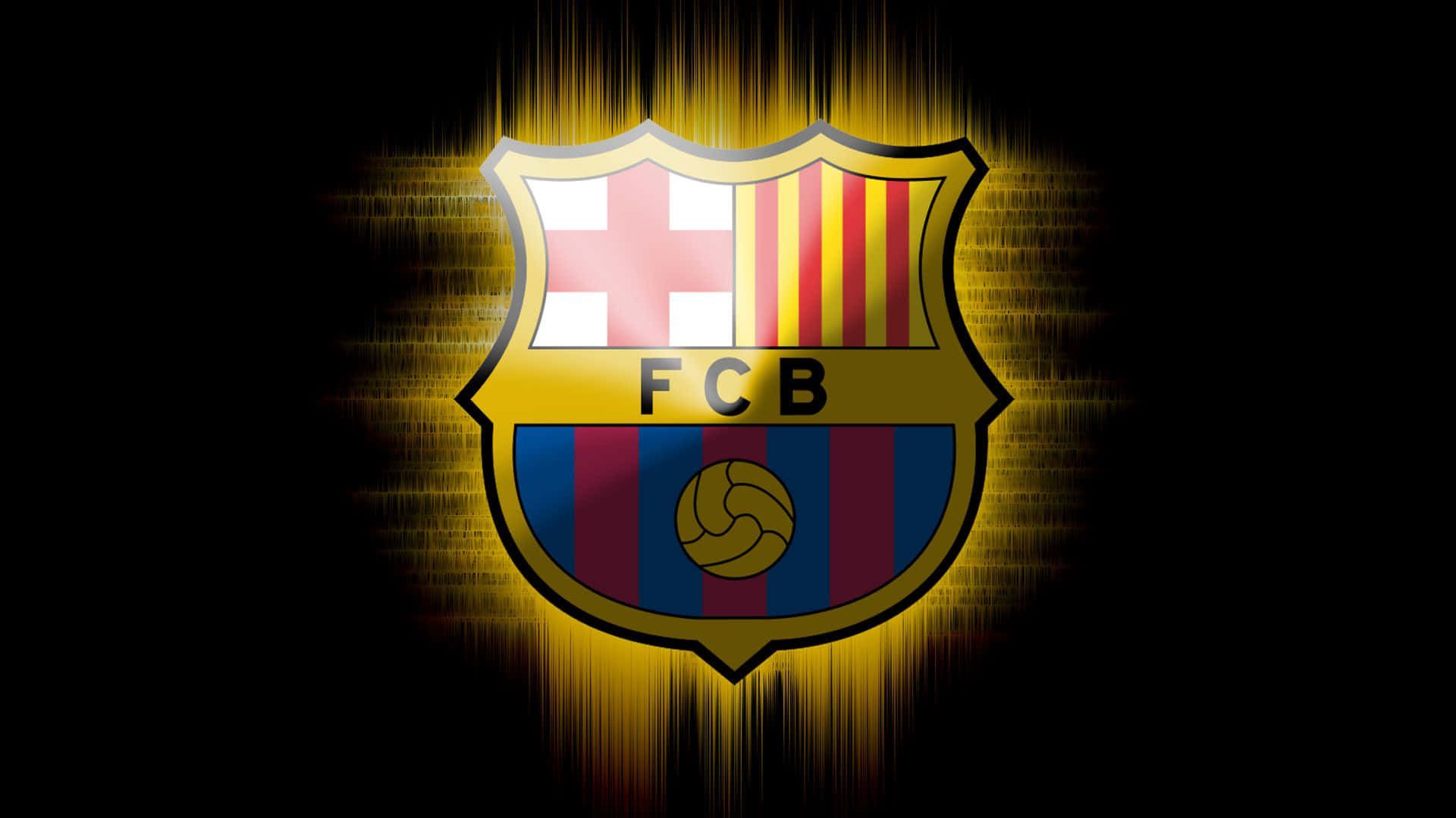 FC Barcelona, Vereinswappen, Goldenes Glühen, Schwarzer Hintergrund, Full HD Wallpaper