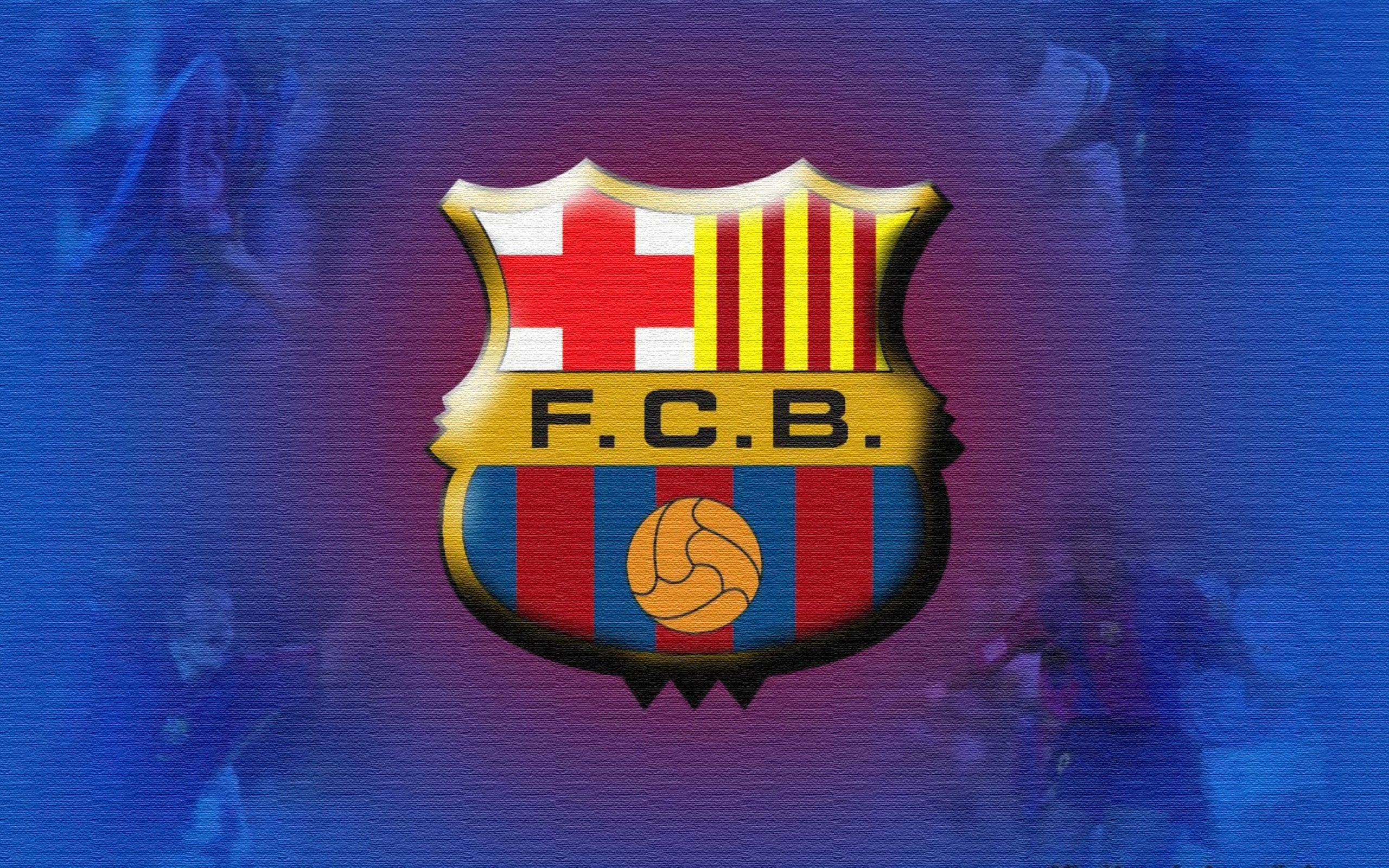 FC Barcelona, Vereinswappen, F.C.B., Blauer Hintergrund, 3D, 2K Wallpaper
