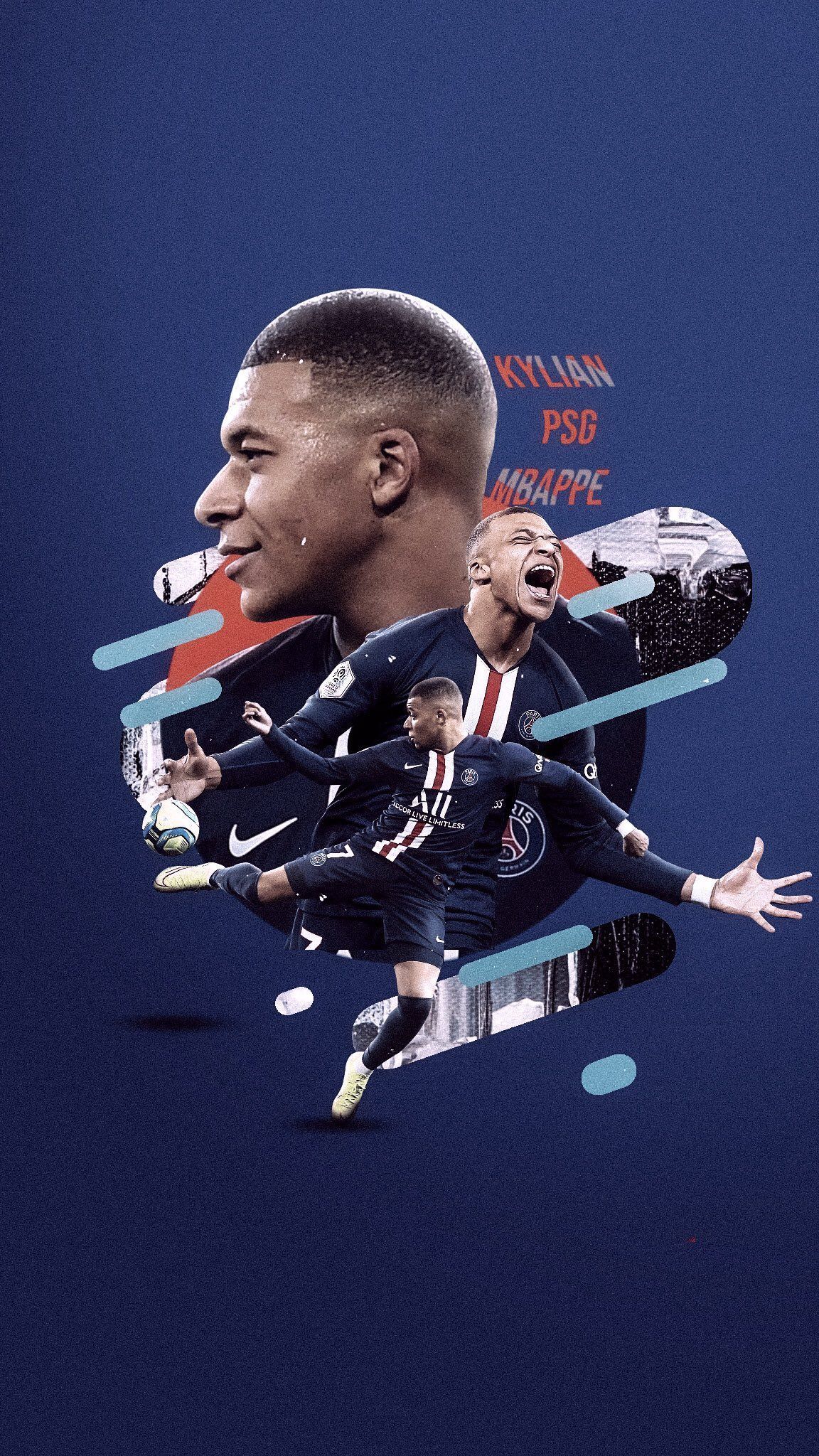 Kylian Mbappé, Paris Saint-Germain, Digitale Kunst, Dunkelblau, Dynamik, Android-Hintergrundbild