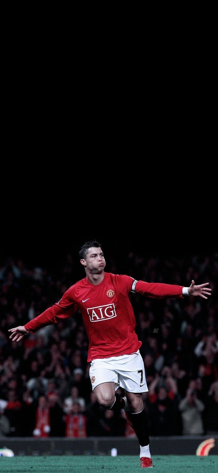 Cristiano Ronaldo, Manchester United, Torjubel, Schwarzer Hintergrund, Fußballer, Sperrbildschirm