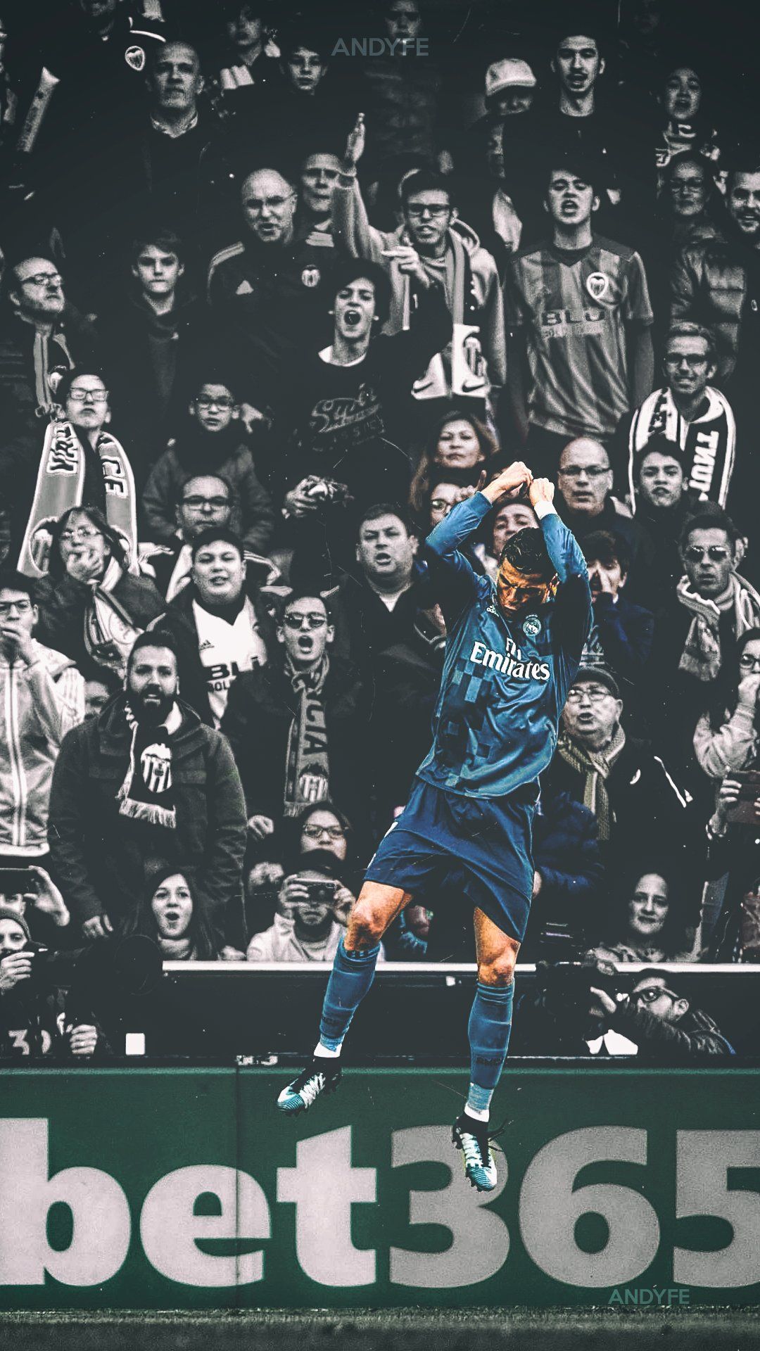 Cristiano Ronaldo, Real Madrid, Torjubel, Fans, Stadion, Hintergrundbild fürs Handy