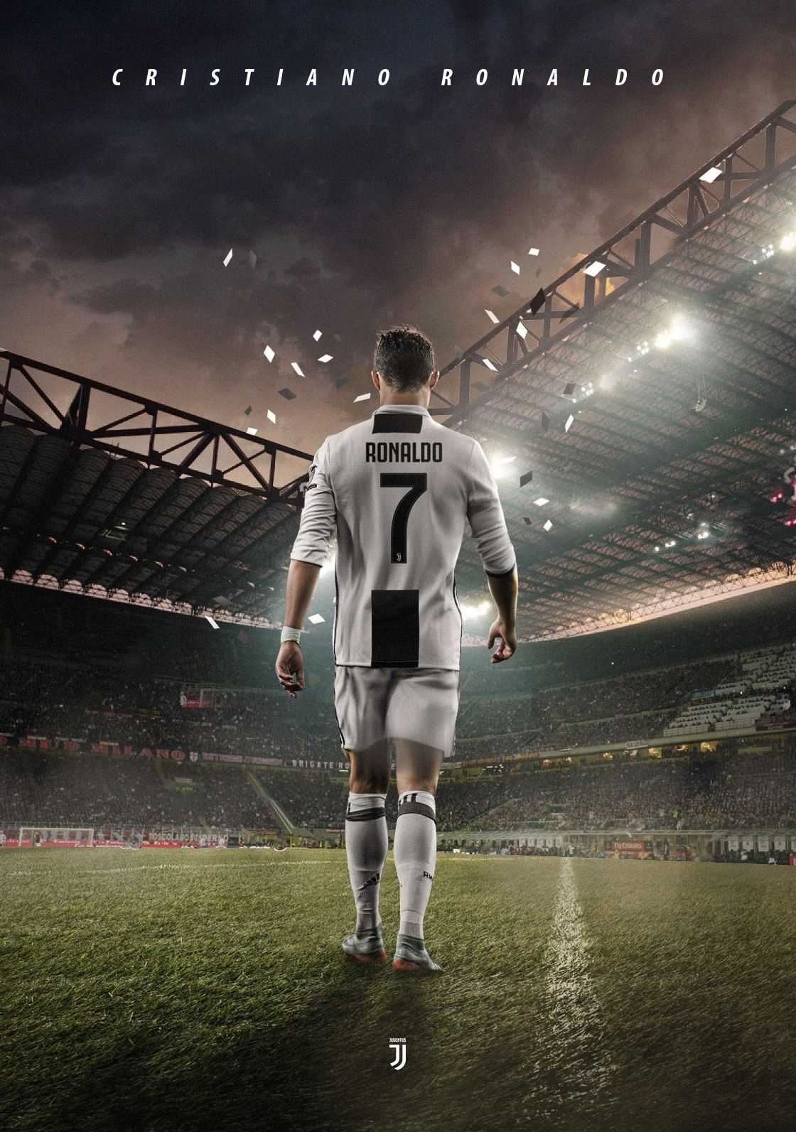 Cristiano Ronaldo, Juventus Turin, Stadion, Flutlicht, Rückenansicht, Hintergrundbild fürs Tablet
