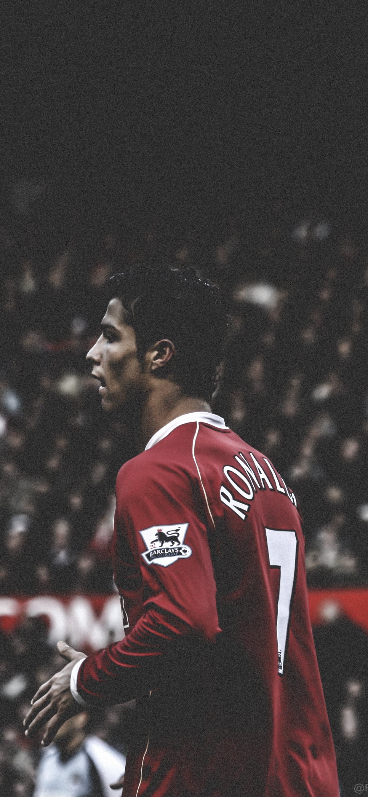 Cristiano Ronaldo, Manchester United, Rückenansicht, Dunkle Töne, Hochformat, Full-HD-Handy-Hintergrundbild