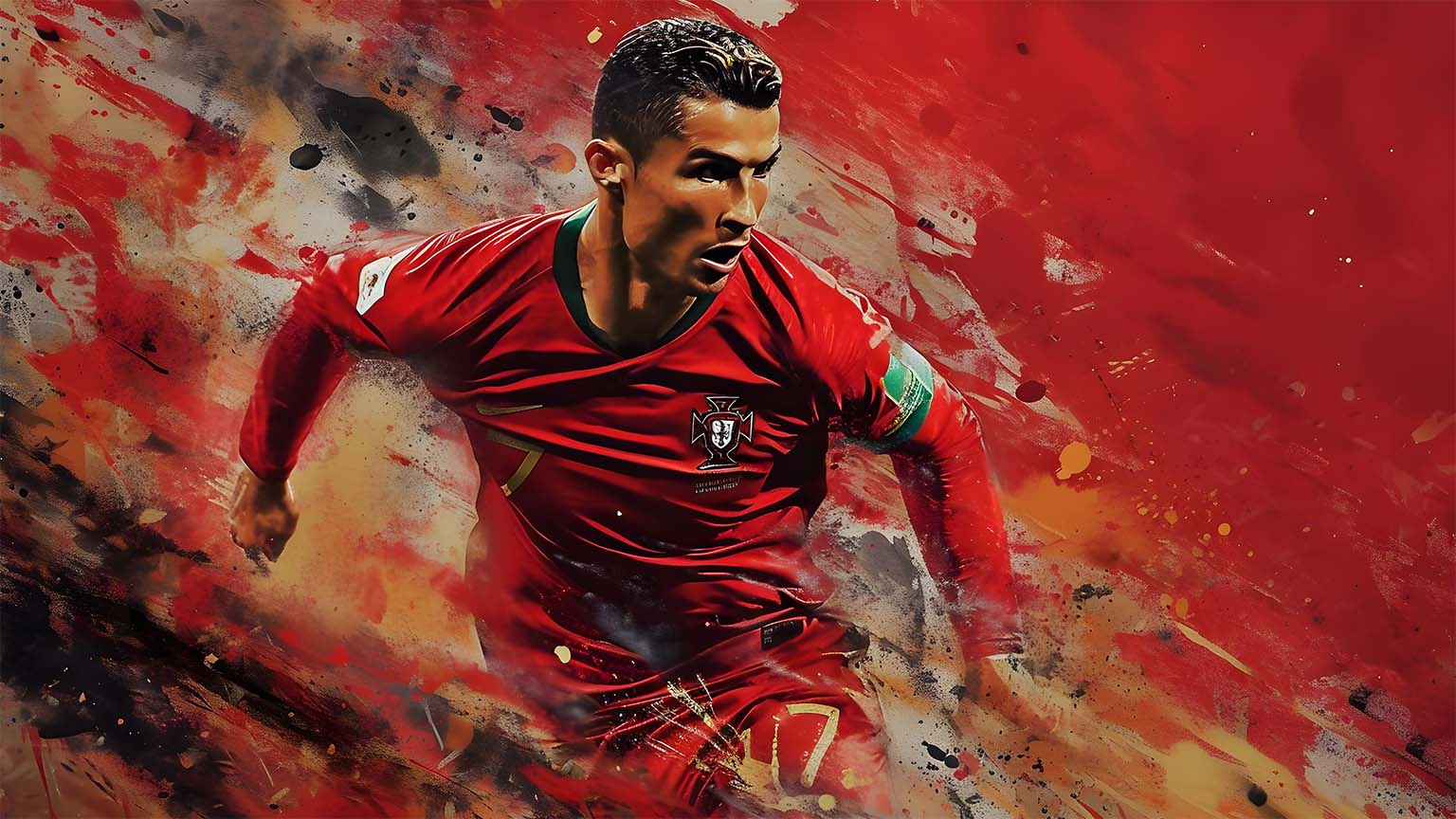 Cristiano Ronaldo, Portugiesische Fußballnationalmannschaft, Portugal, Digitale Malerei, Rote Töne, HD-Hintergrundbild