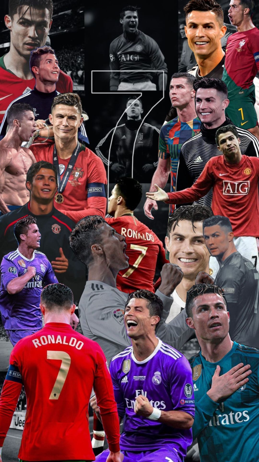 Cristiano Ronaldo, Collage, Manchester United, Real Madrid, Portugal, Karriere, Smartphone-Hintergrund