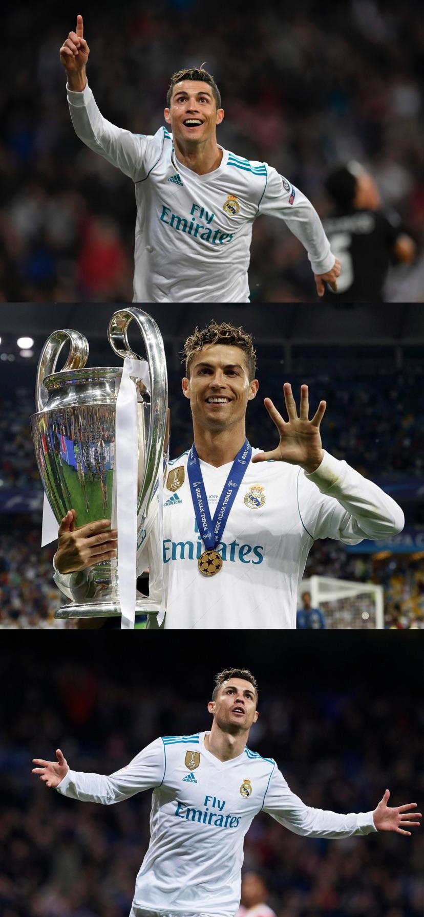 Cristiano Ronaldo, Real Madrid, Champions-League-Pokal, Collage, Triumph, HD, iPhone-Hintergrundbild