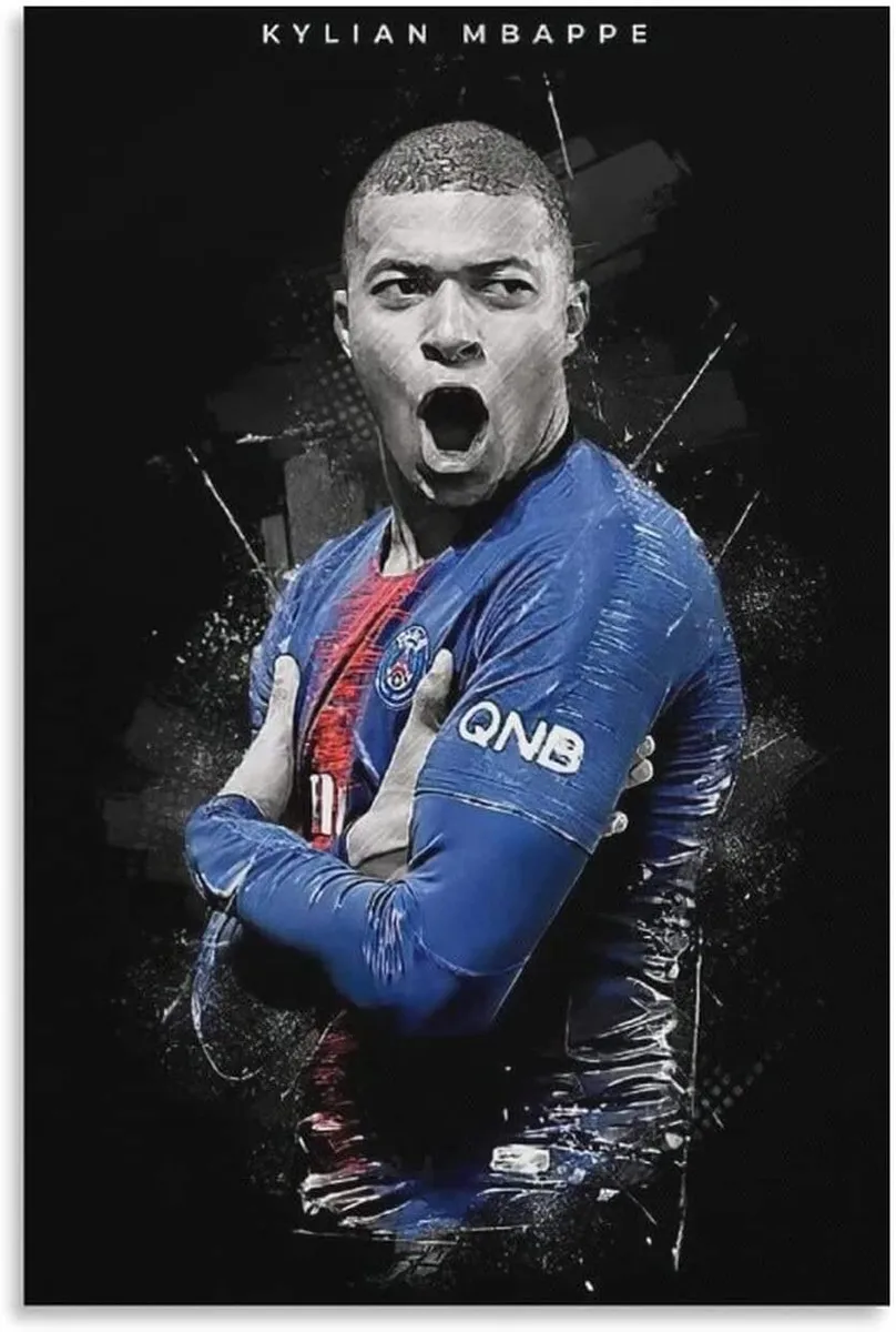 Kylian Mbappé, Paris Saint-Germain, Jubelschrei, Poster, Schwarzer Hintergrund, HD Wallpaper