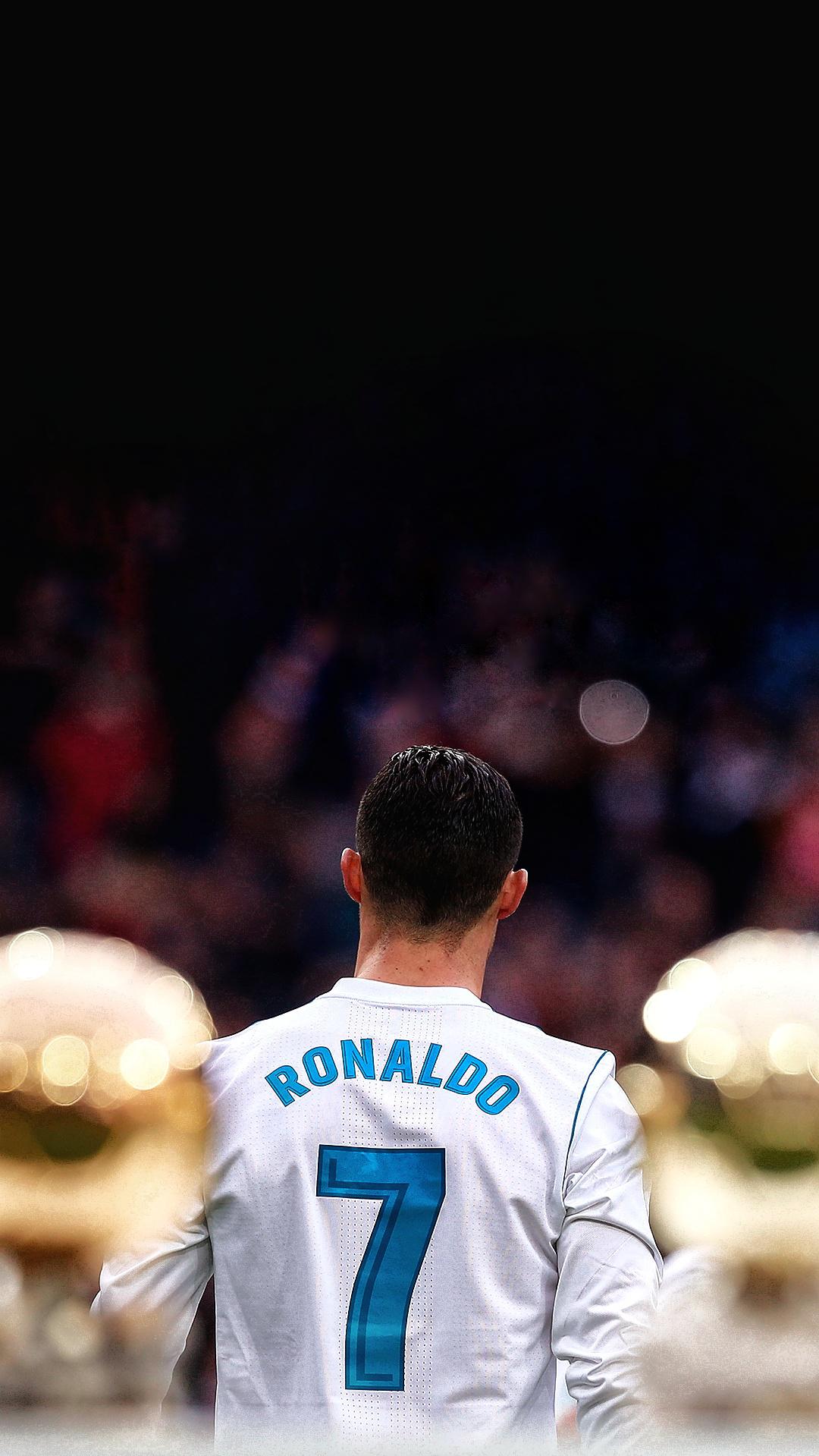 Cristiano Ronaldo, Real Madrid, Ballon d'Or, Rückennummer 7, Rückenansicht, Hintergrundbild fürs Handy