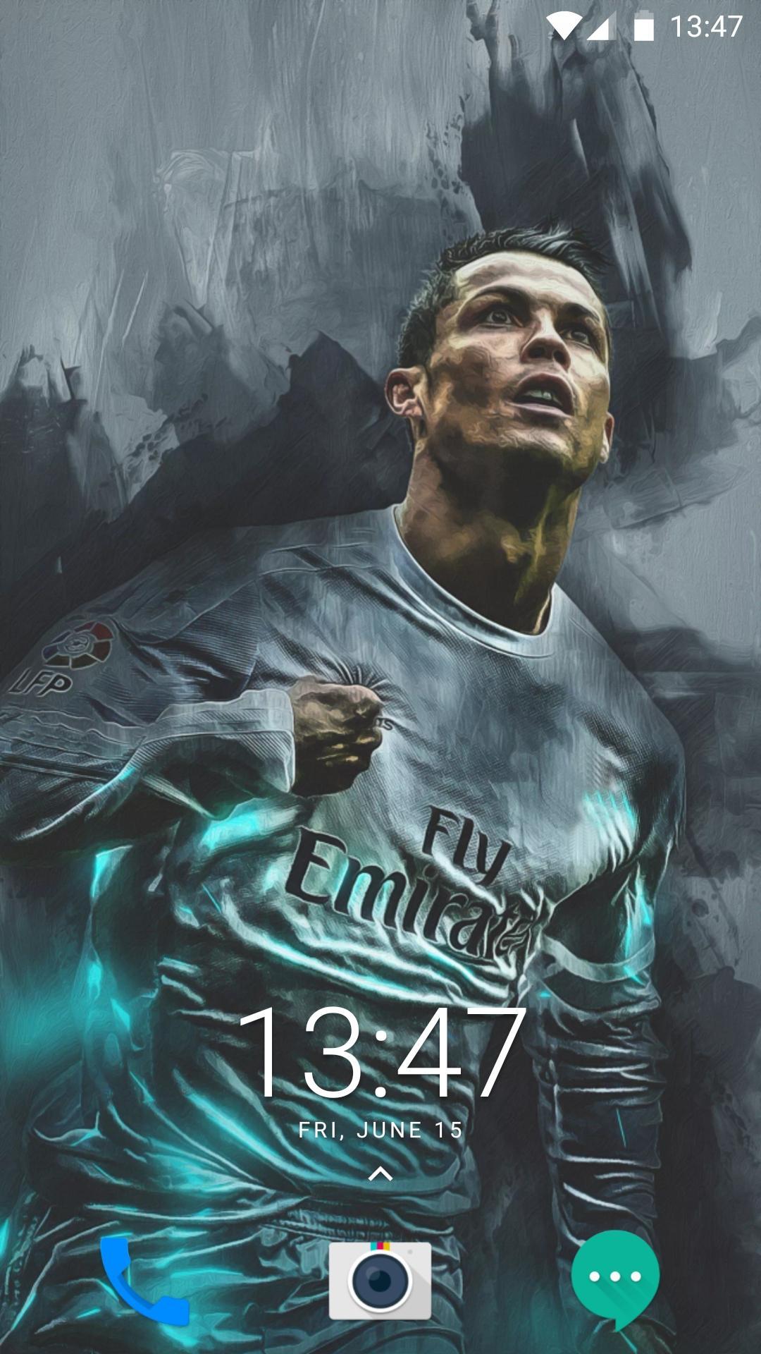 Cristiano Ronaldo, Real Madrid, Sperrbildschirm, Digitale Kunst, Türkise Töne, Handy-Hintergrund