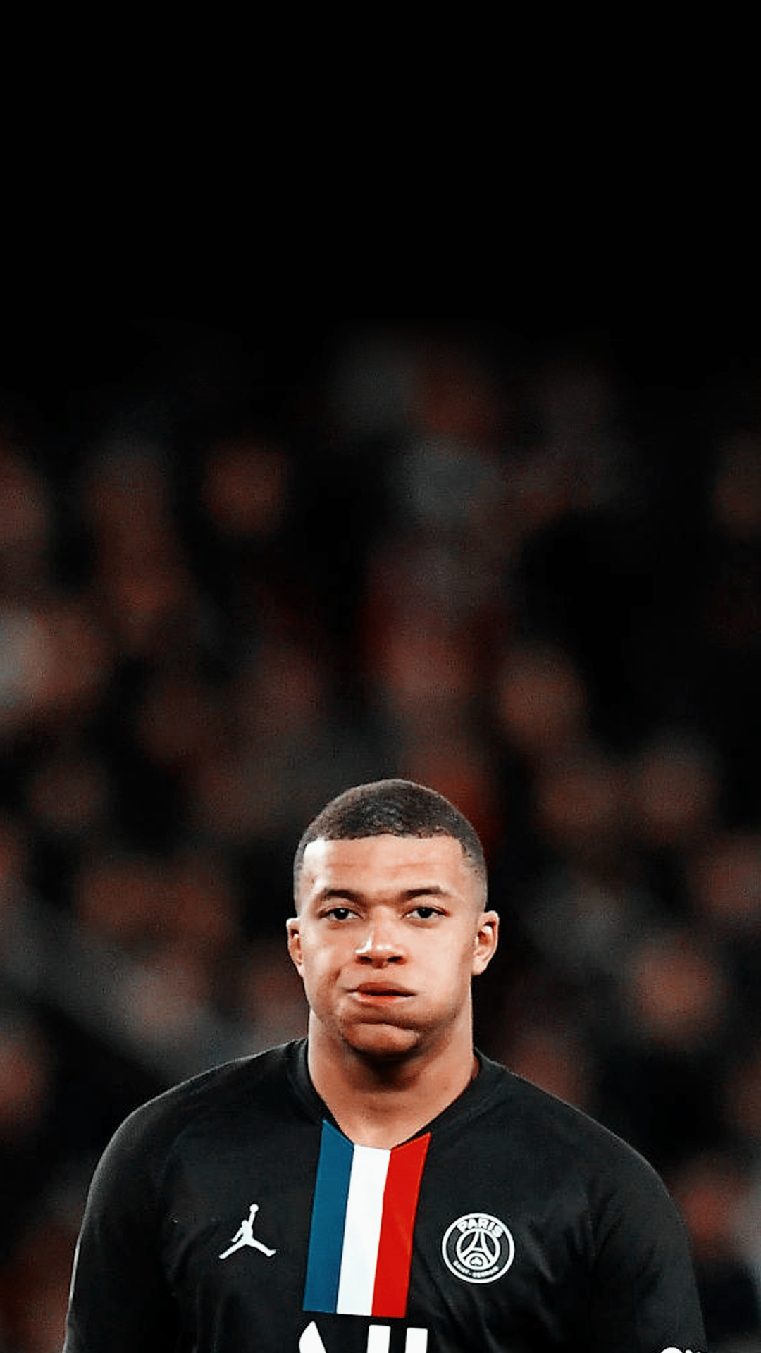 Kylian Mbappé, Paris Saint-Germain, Jordan-Trikot, Porträt, Dunkel, Full HD, Handy-Hintergrund