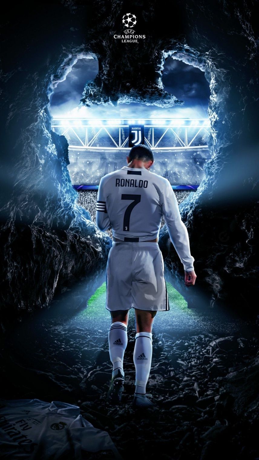 Cristiano Ronaldo, Champions League, Real Madrid, Digitale Kunst, Blaue Töne, HD-Handy-Hintergrundbild