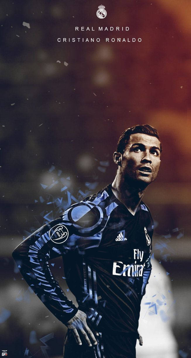 Cristiano Ronaldo, Real Madrid, Dunkelblaues Trikot, Poster, Fußballer, Hintergrundbild fürs Handy