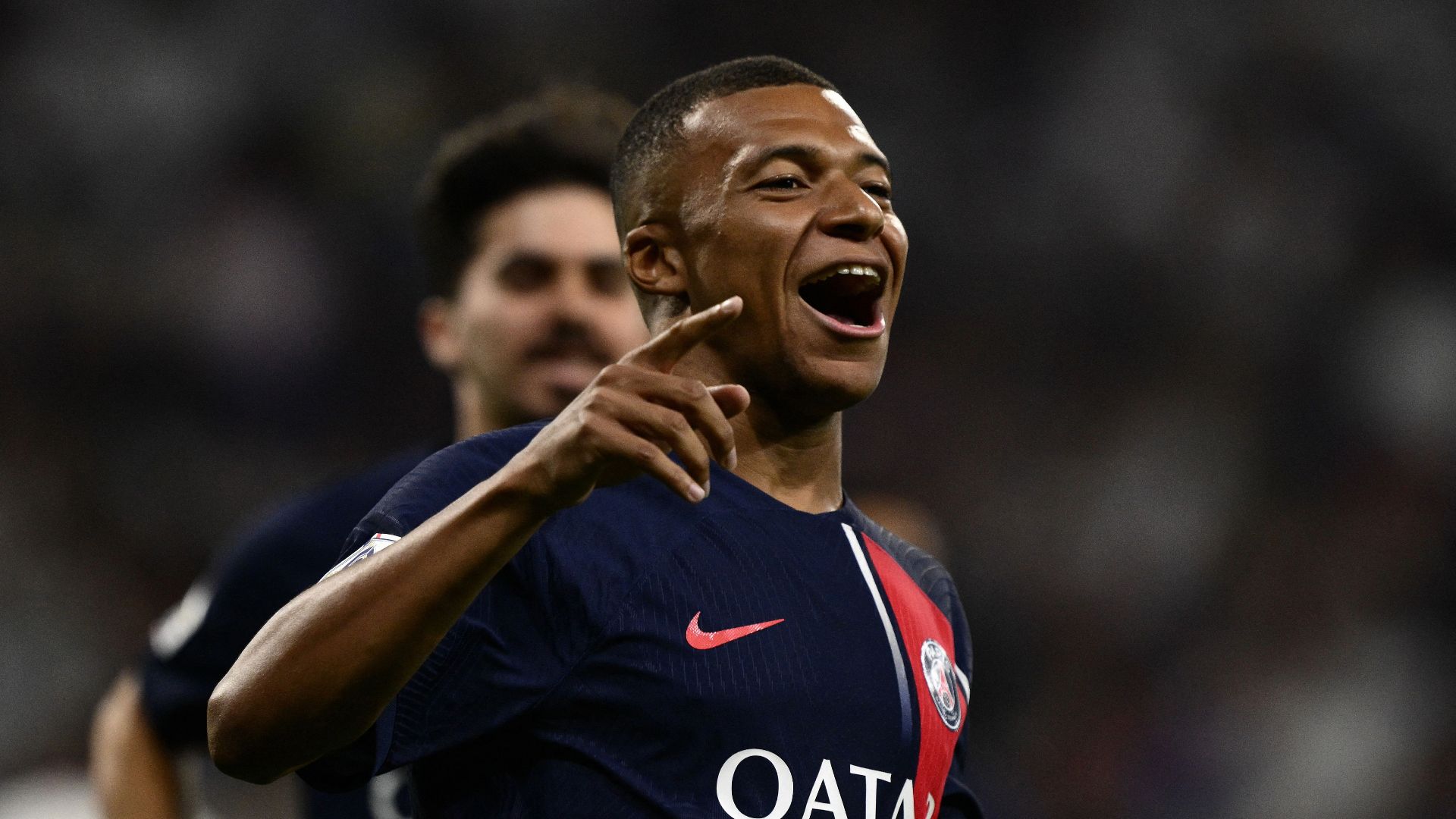 Kylian Mbappé, Paris Saint-Germain, Jubel, Lachen, Qatar Airways, Full HD, Breitbild-Hintergrundbild