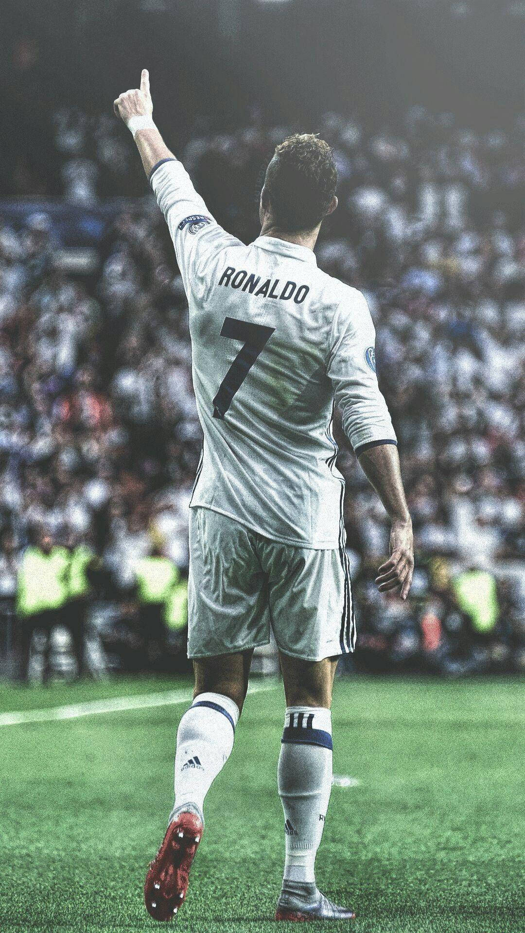 Cristiano Ronaldo, Real Madrid, Rückenansicht, Rückennummer 7, Stadion, Full HD, Handy-Hintergrundbild