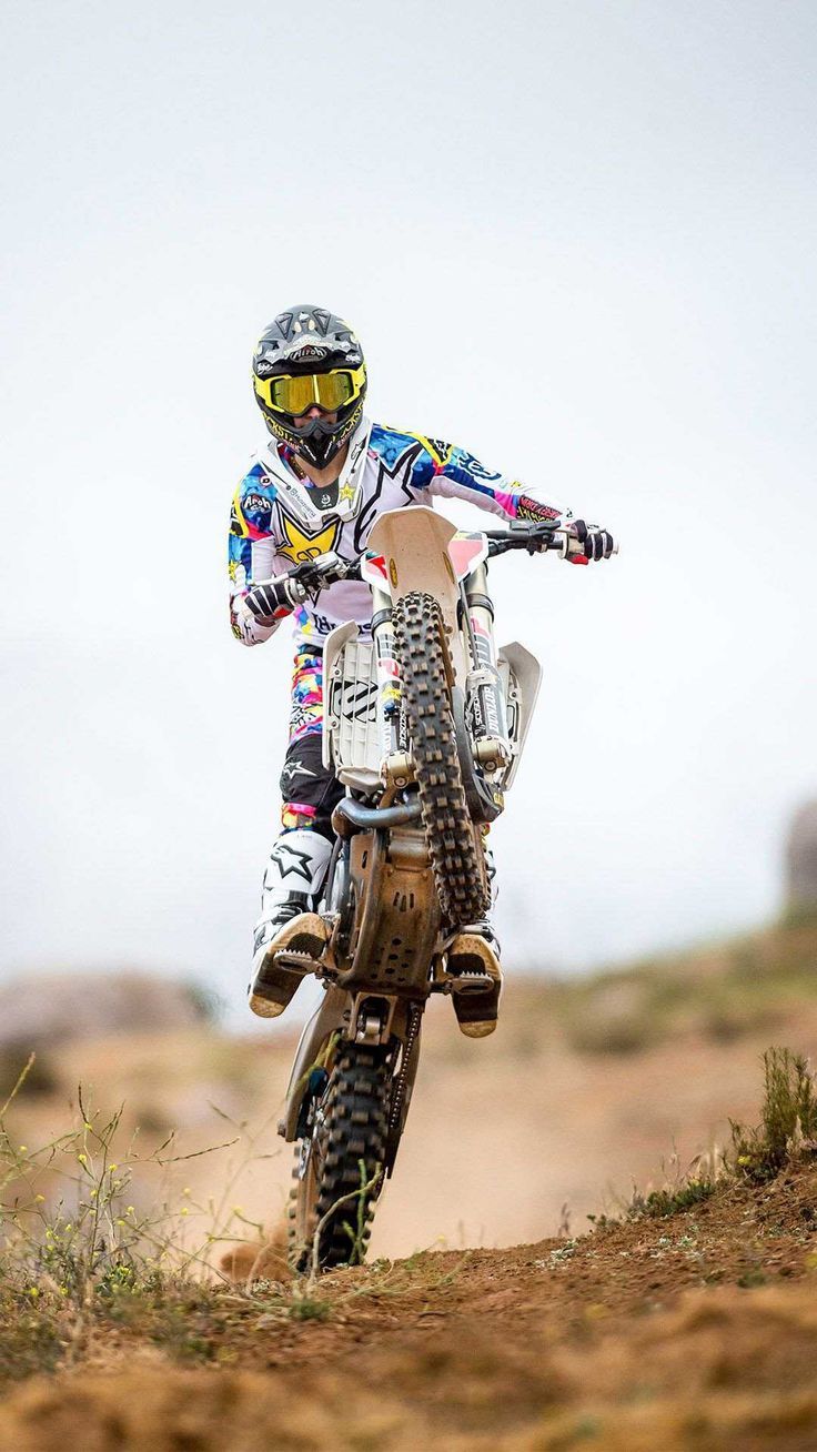 Motocross, Fahrer, Wüste, Sprung, Heller Himmel, HD, Hintergrundbild fürs Handy