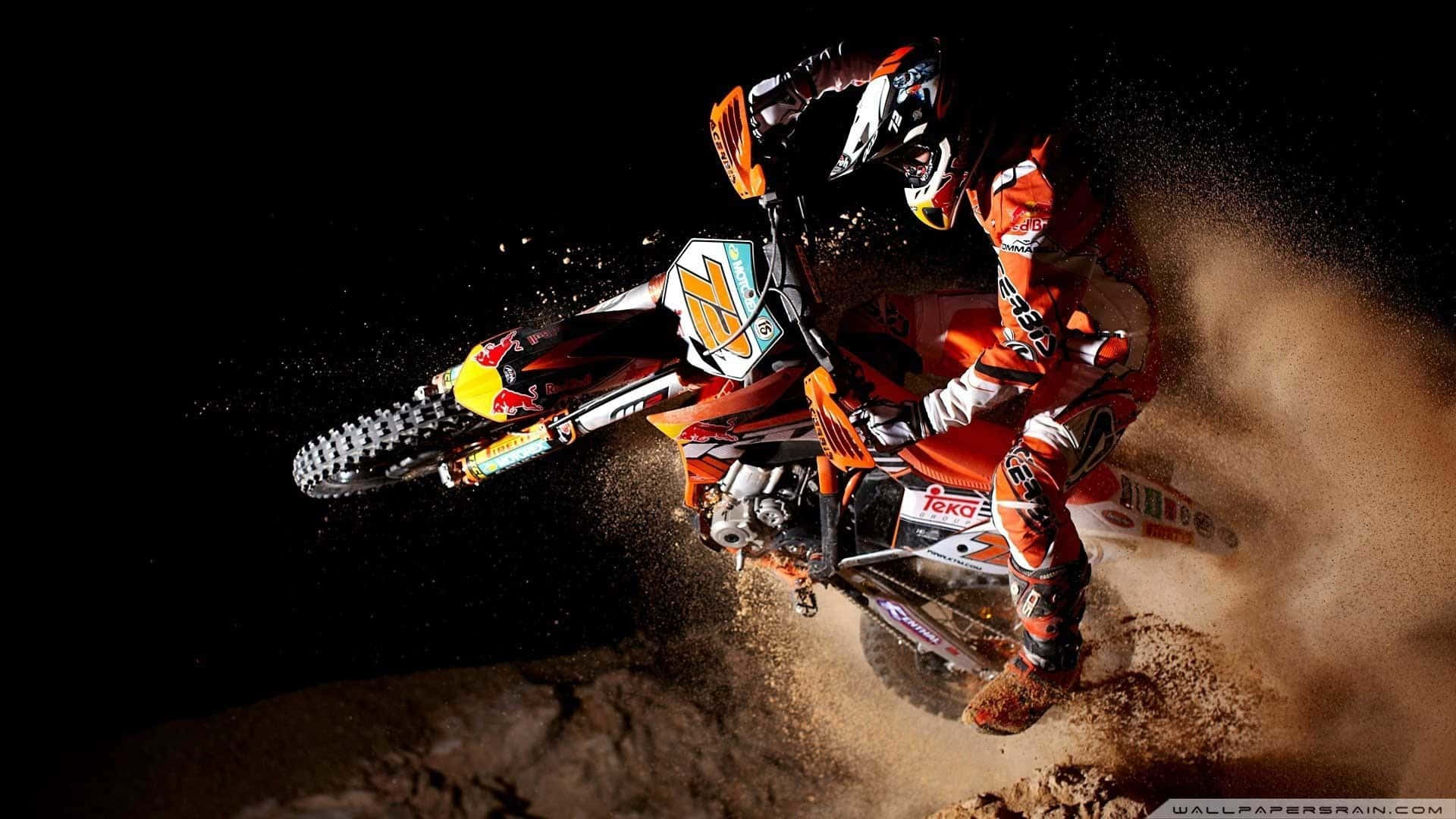KTM, Red Bull, Motocross, Erdspritzer, Schwarzer Hintergrund, Full HD Wallpaper