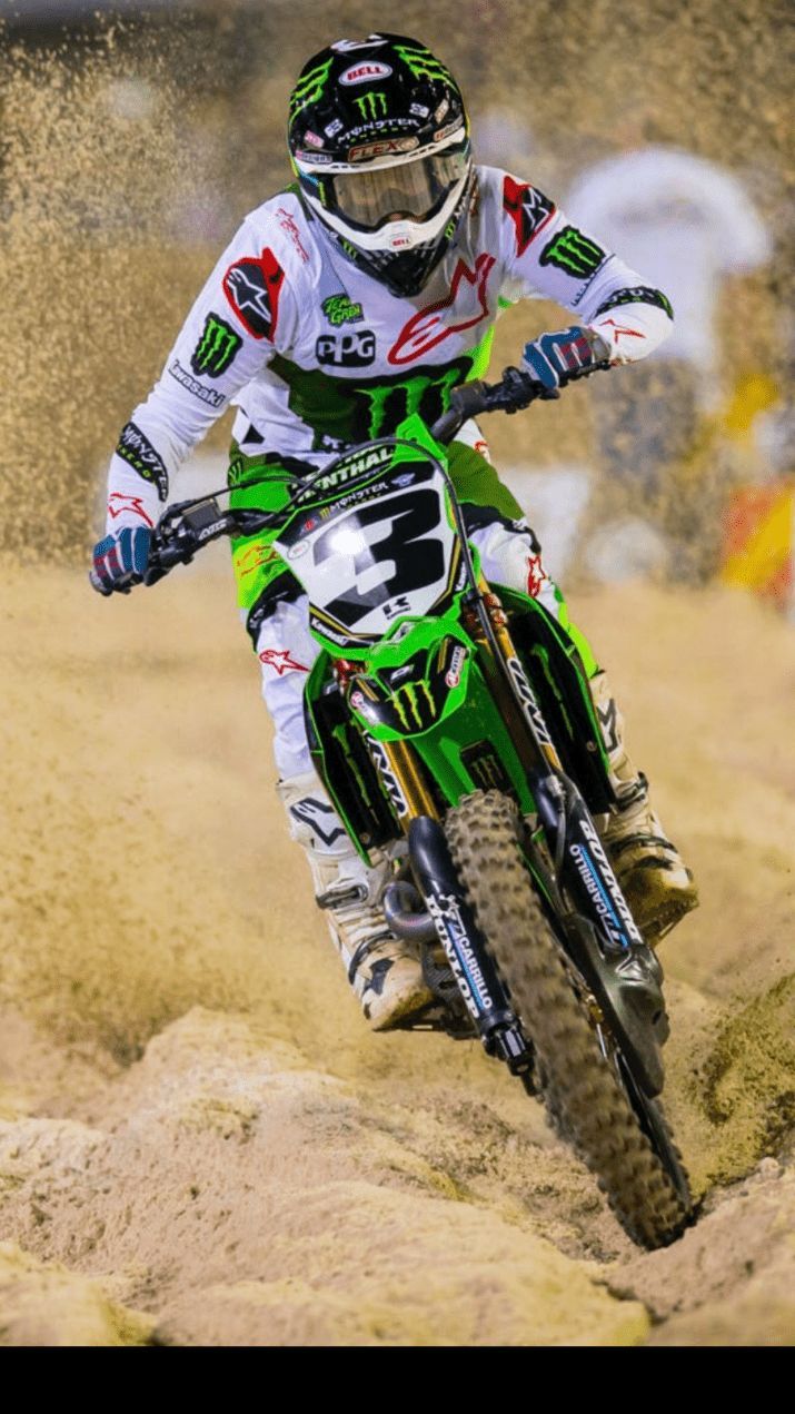 Kawasaki, Monster Energy, Motocross, Grünes Motorrad, Rennen, Android-Hintergrundbild
