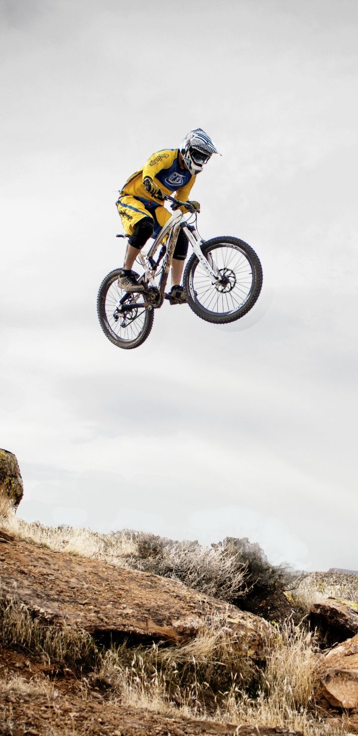 Motocross, Sprung, Felsen, Heller Himmel, Fahrer, HD, Sperrbildschirm fürs iPhone