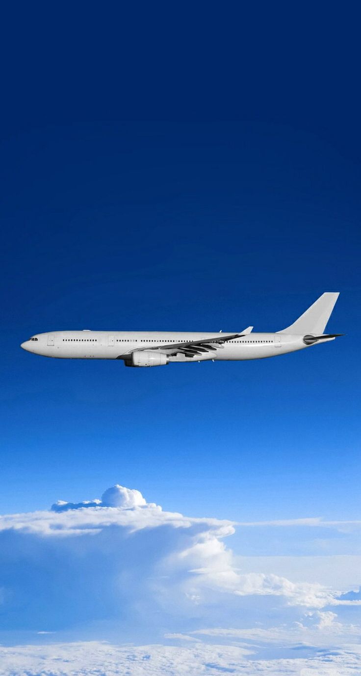 Verkehrsflugzeug, Blauer Himmel, Wolken, Minimalistisch, Flug, HD, Handy-Hintergrund