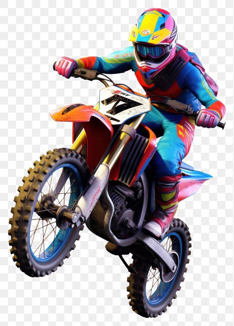 Motocross, Bunte Montur, Freisteller, Dirtbike, Fahrer, Hintergrundbild für iPad und Tablet