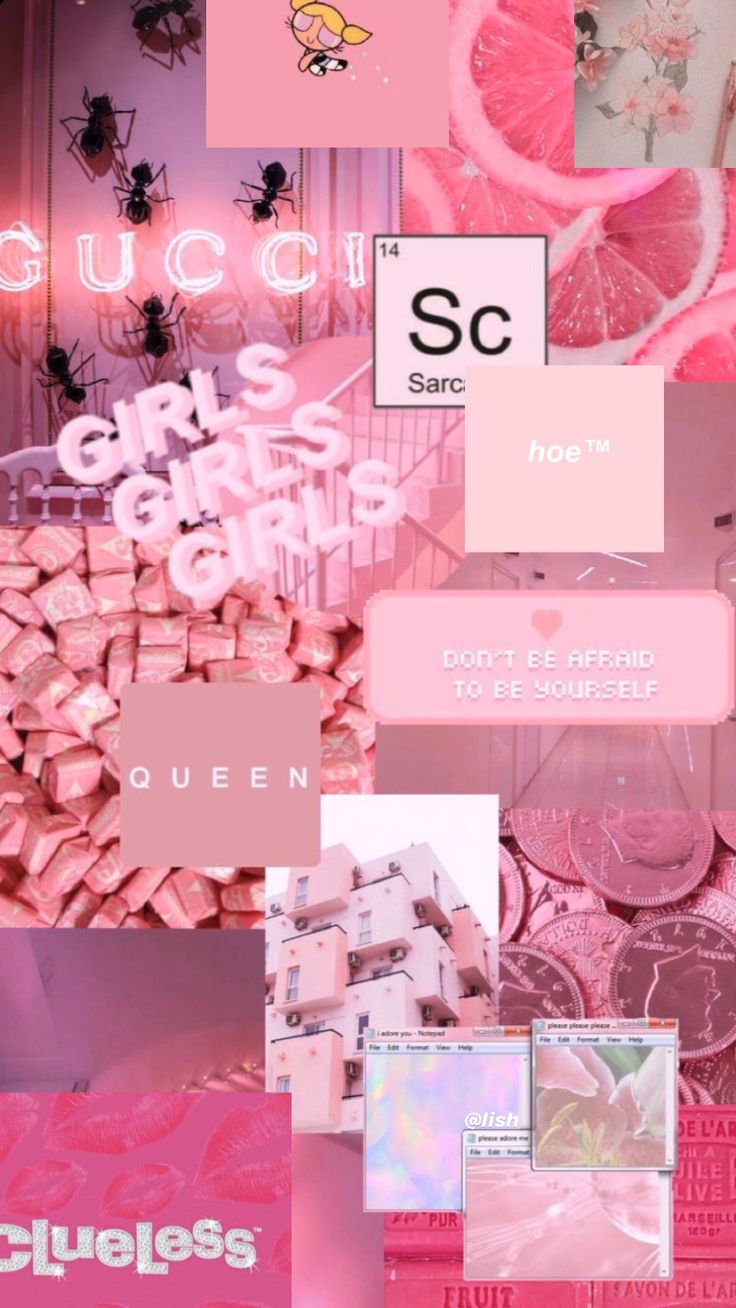 Gucci, Clueless, Collage, Girls, Pink, HD, Hintergrundbild fürs Handy