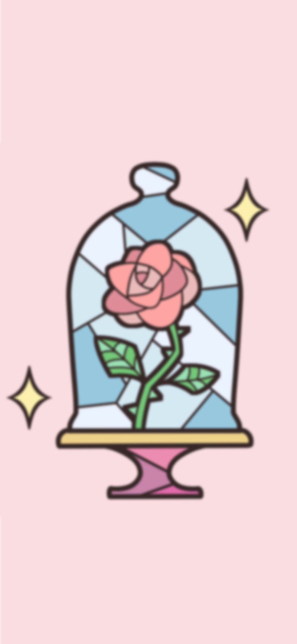 Die Schöne und das Biest, Rose, Glasglocke, Buntglas, Rosa Hintergrund, Sperrbildschirm fürs iPhone