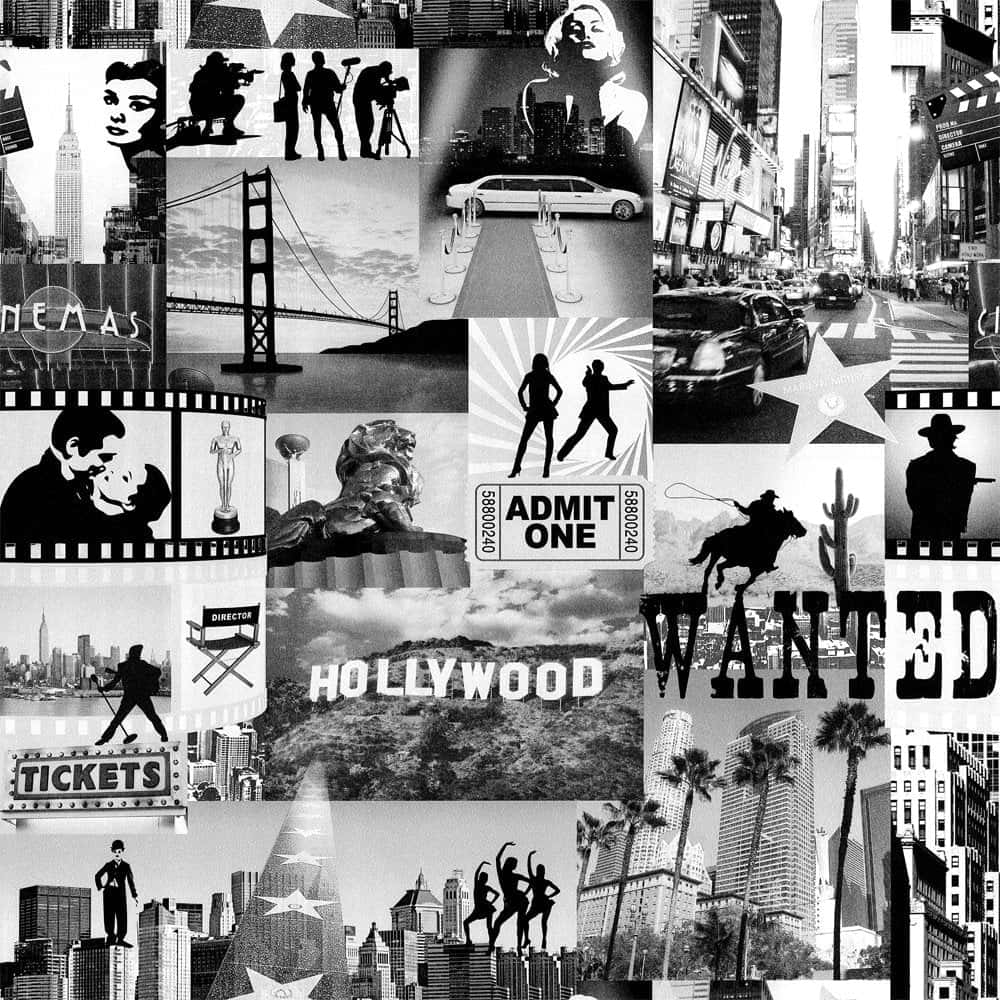 Collage, Schwarz-Weiß, Filmklassiker, Wanted, Hollywood, Hintergrundbild fürs iPad