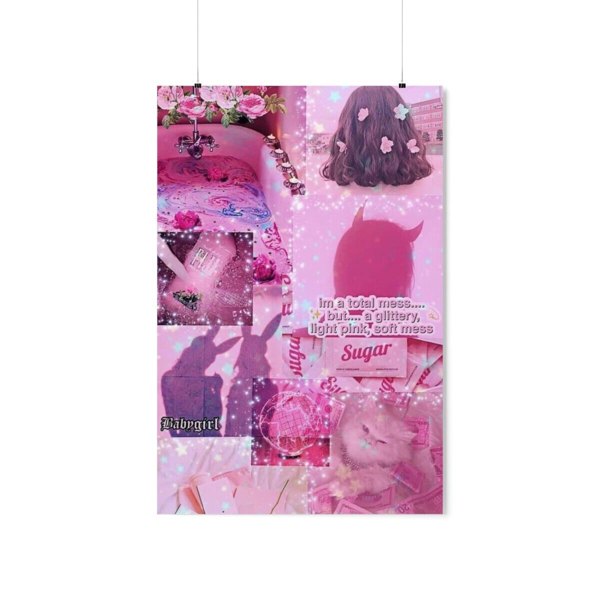 Collage, Poster, Pink, Lila, Hintergrundbild für iPad und Tablet