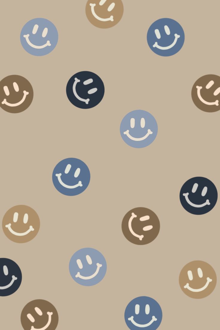 Smileys, Beige, Blau, Muster, Minimalistisch, HD, Hintergrundbild fürs Handy