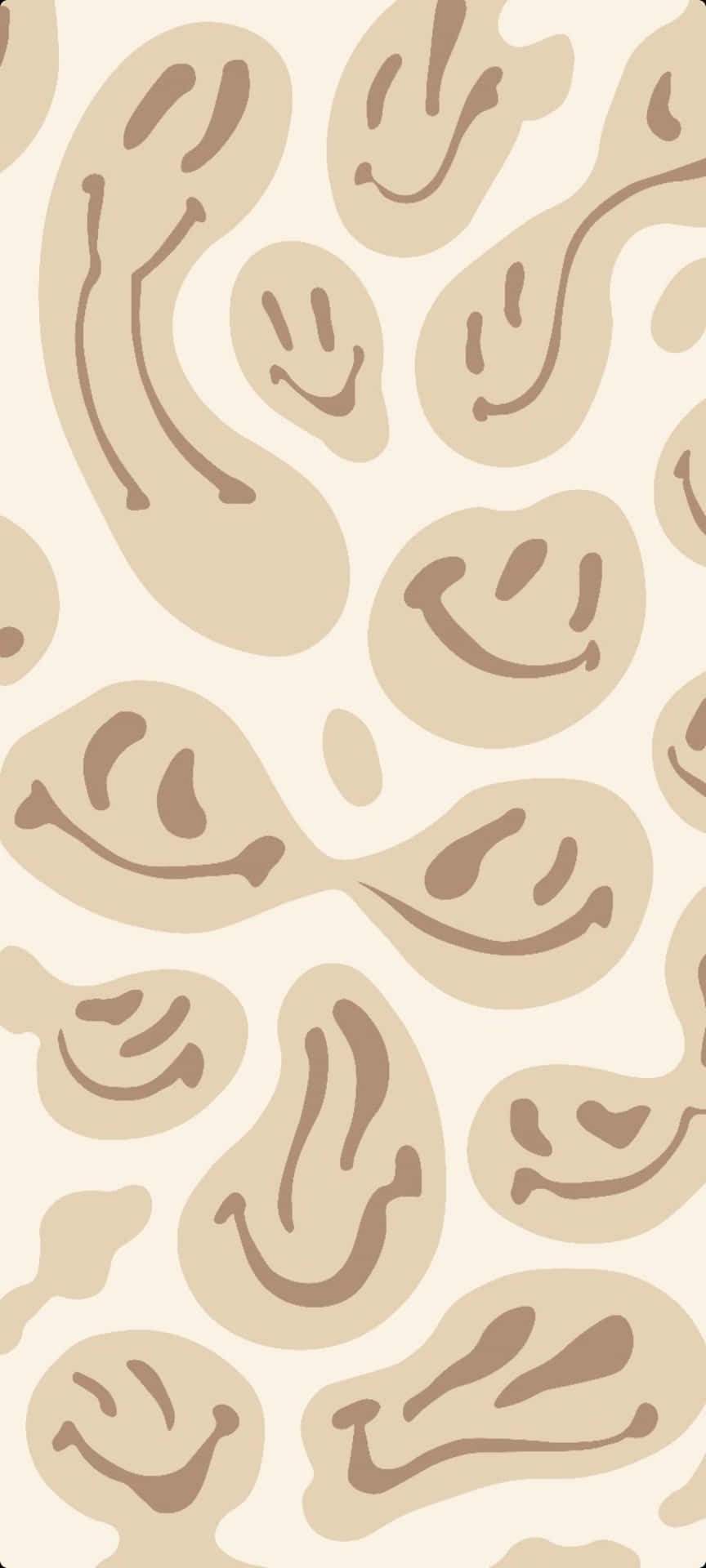 Verzerrte Smileys, Beige, Trippy, Muster, Neutrale Töne, Android-Hintergrundbild