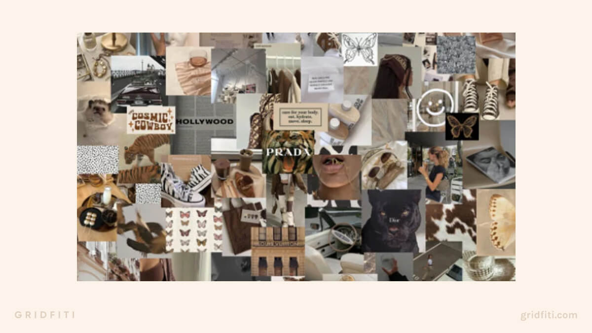 Collage, Prada, Beige Ästhetik, Mode, Hintergrundbild