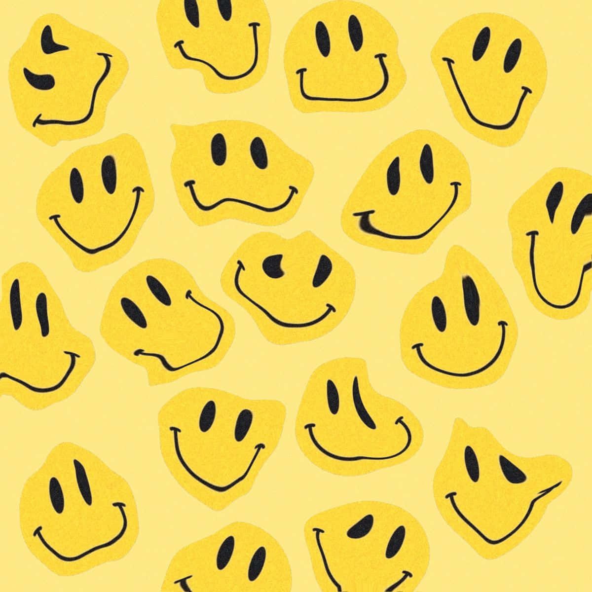 Smileys, Gelb, Gekritzel, Muster, Fröhlich, Hintergrundbild für iPad und Tablet