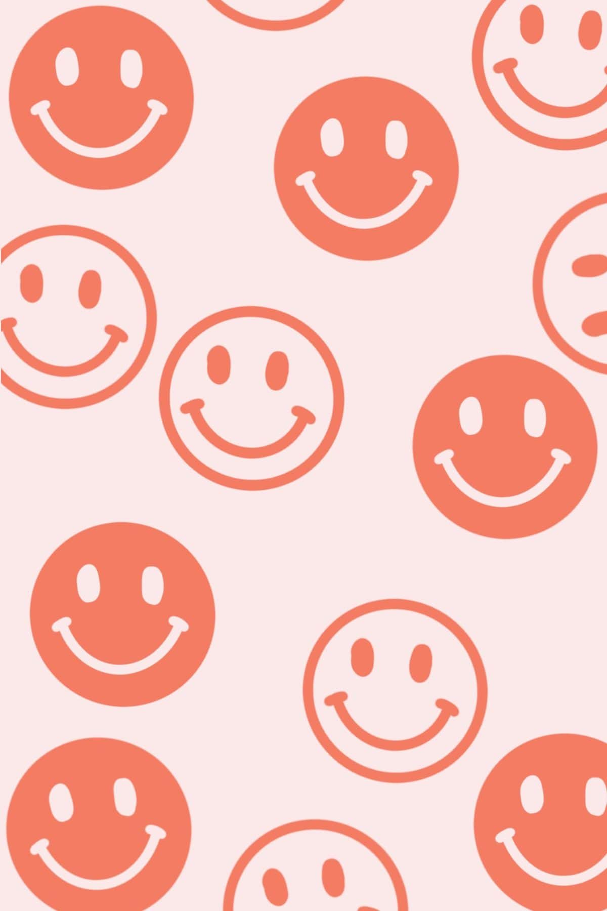 Smileys, Korallenrot, Rosa, Muster, Minimalistisch, Full HD, Sperrbildschirm fürs iPhone