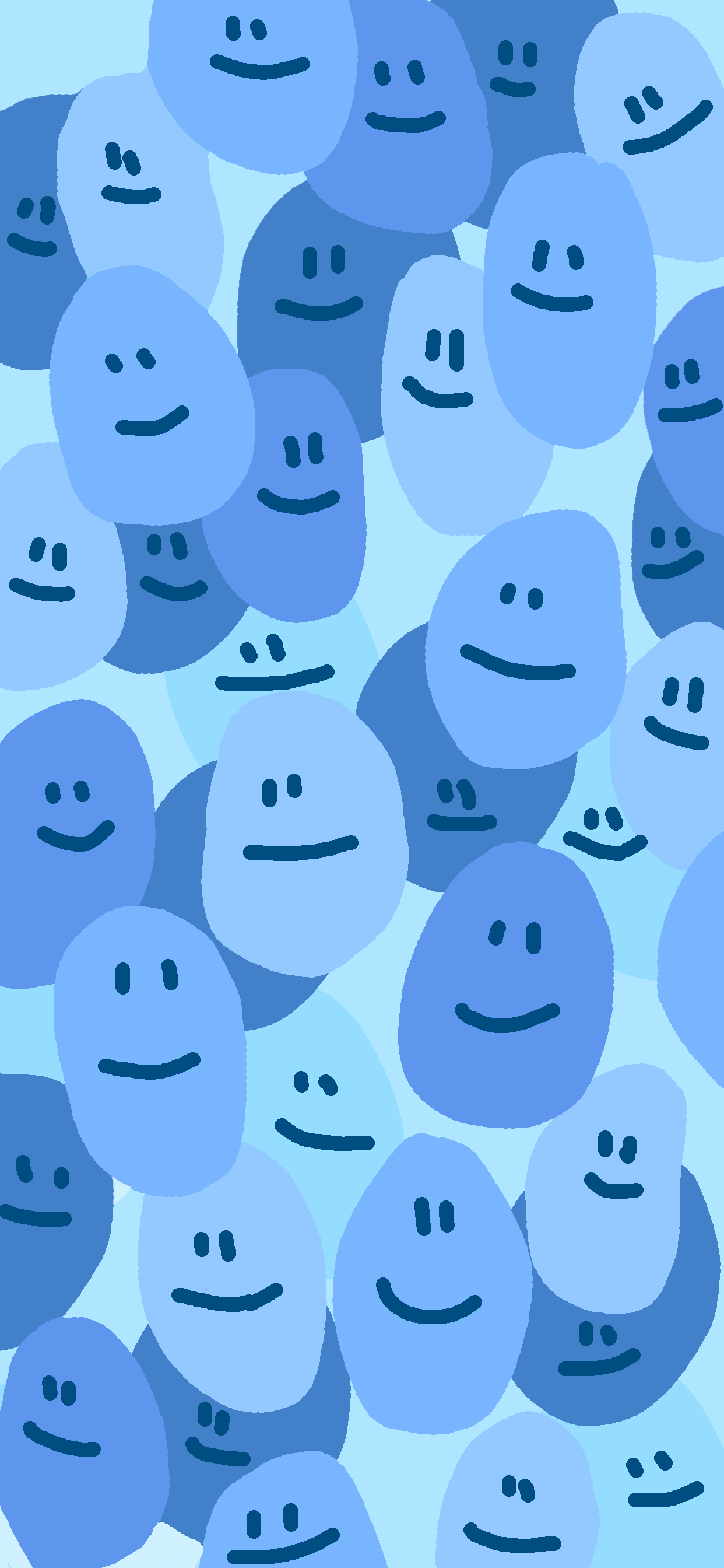 Smileys, Blau, Muster, Monochrom, Fröhlich, Full HD, Handy-Hintergrund im Hochformat