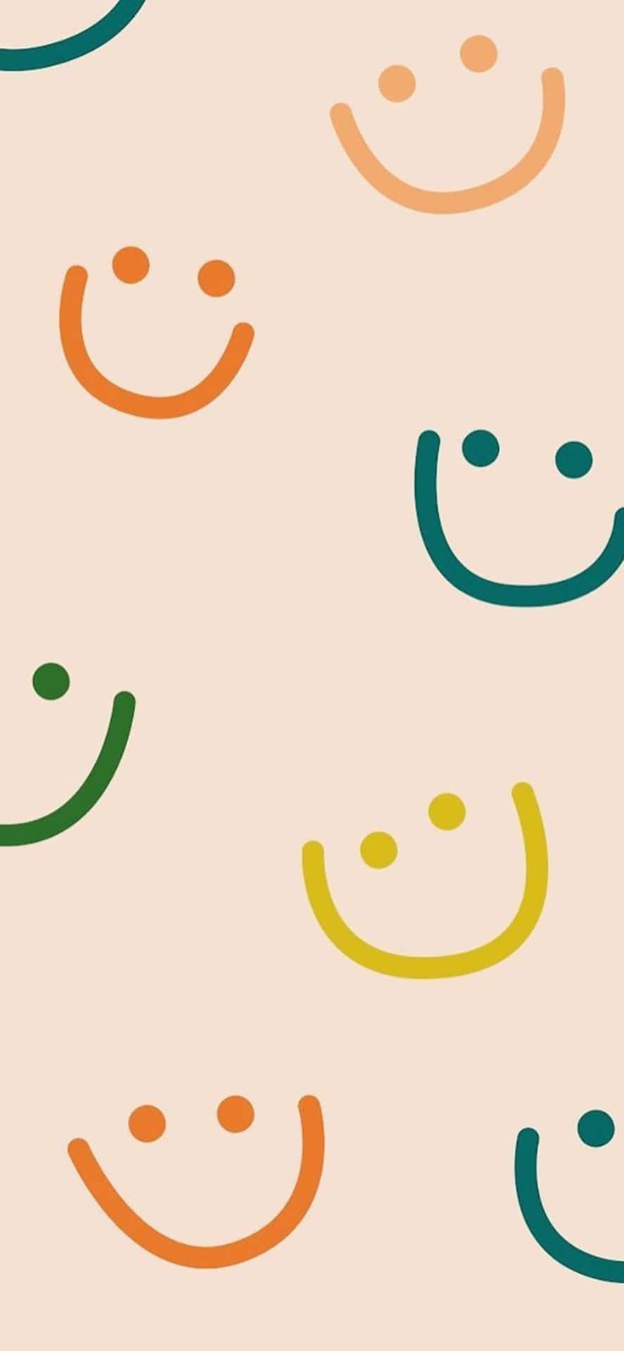 Lächelnde Gesichter, Linien, Pfirsichfarben, Minimalistisch, Sperrbildschirm fürs iPhone
