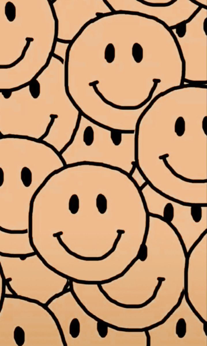 Smileys, Braun, Konturen, Muster, Retro, Hintergrundbild für iPhone und Android